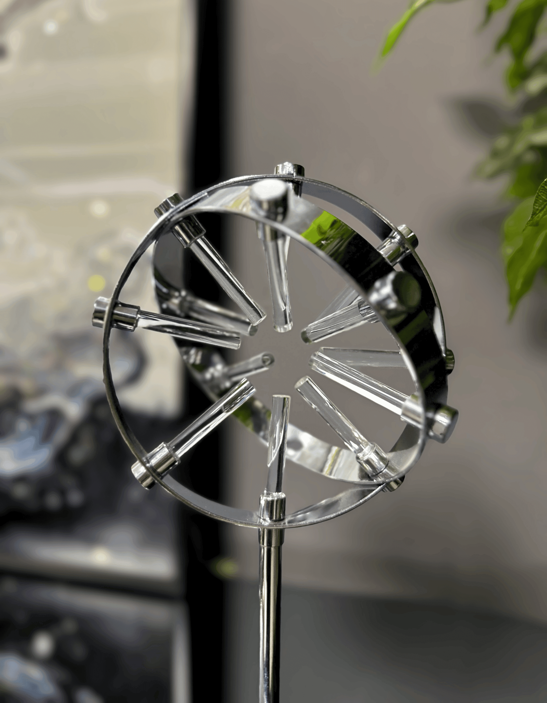 Silver Halkalı Cam Detaylı Dekoratif Obje
