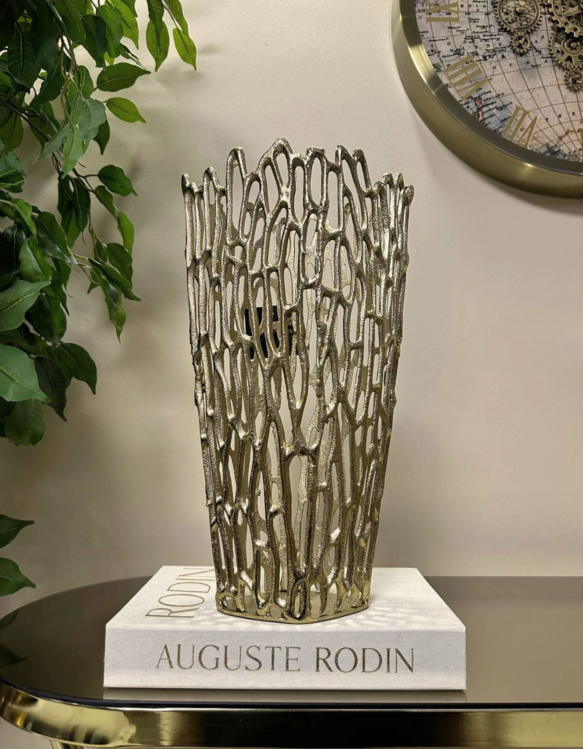 Alüminyum Döküm Gold Vazo 38x21 CM