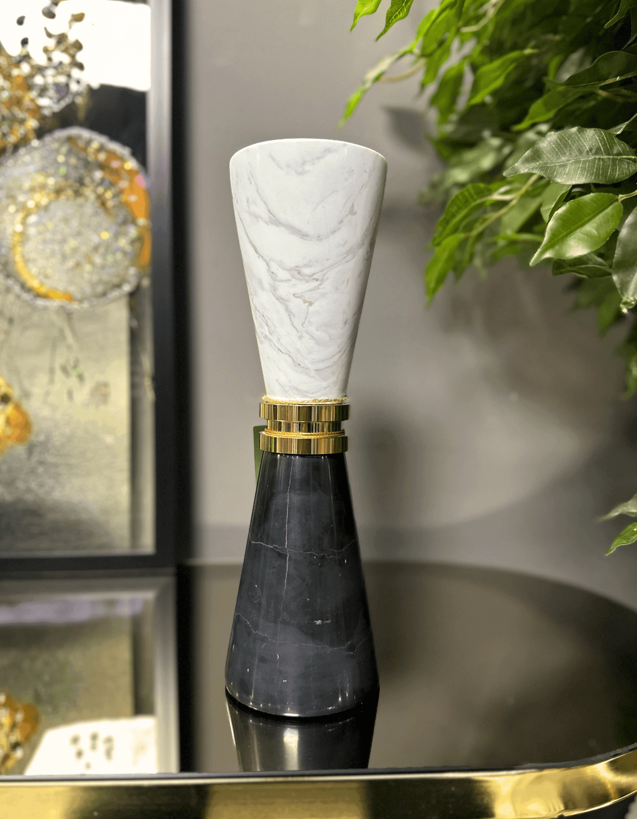 Marble Conic Büyük Boy Şamdan/Mumluk