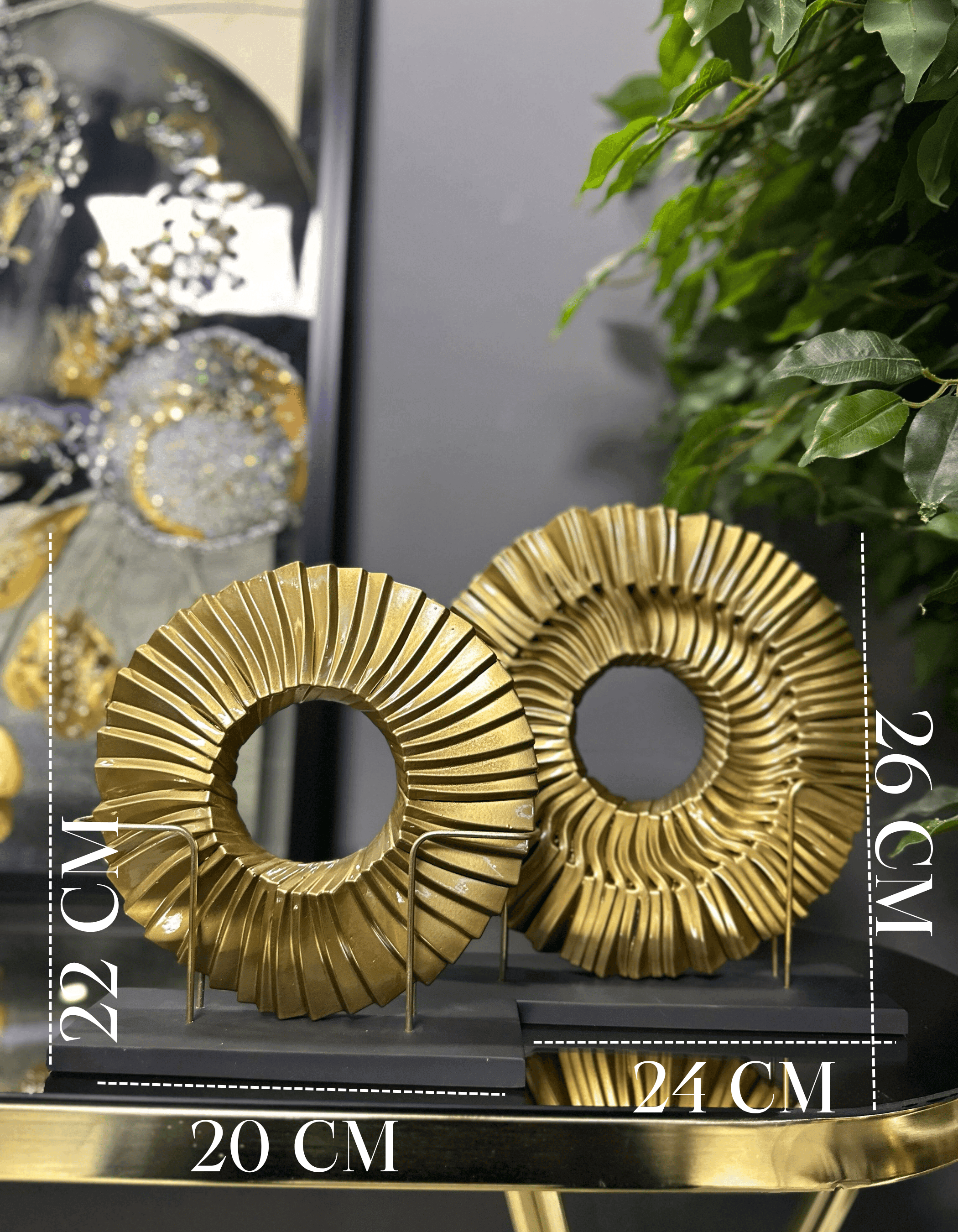 Gold 2'li Siyah Kaideli Disk Dekor
