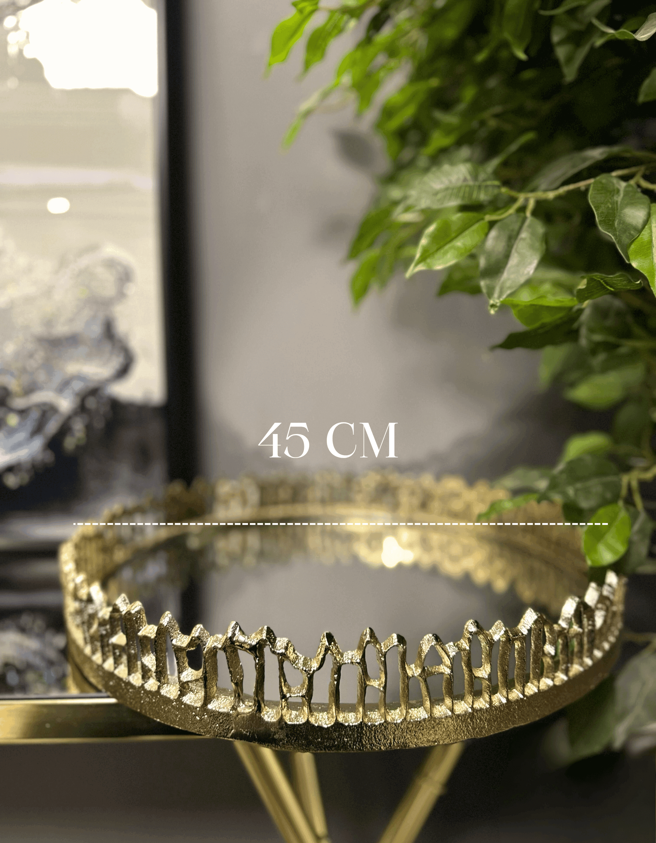 Alüminyum Döküm Gold Aynalı Dekoratif Tepsi