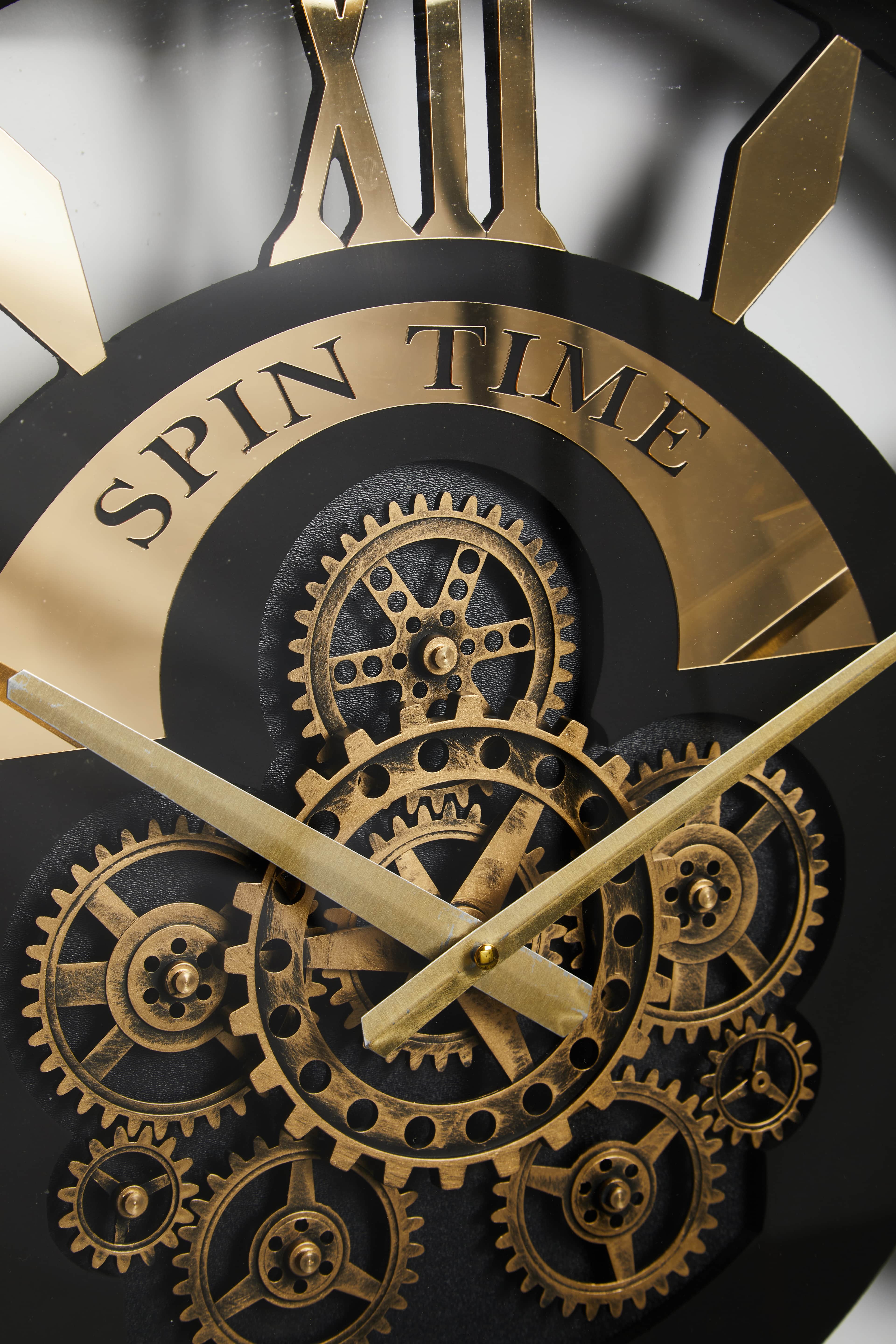 Golden Spin – 60 cm Gold Kaplama Çarklı Duvar Saati