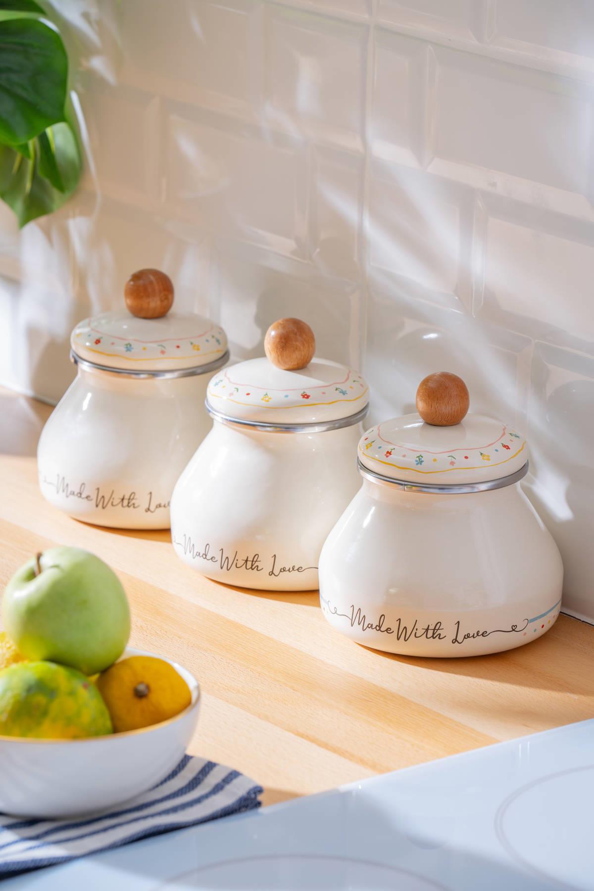 Tombul Emaye 6 Parça Kavanoz Seti - 800 ml