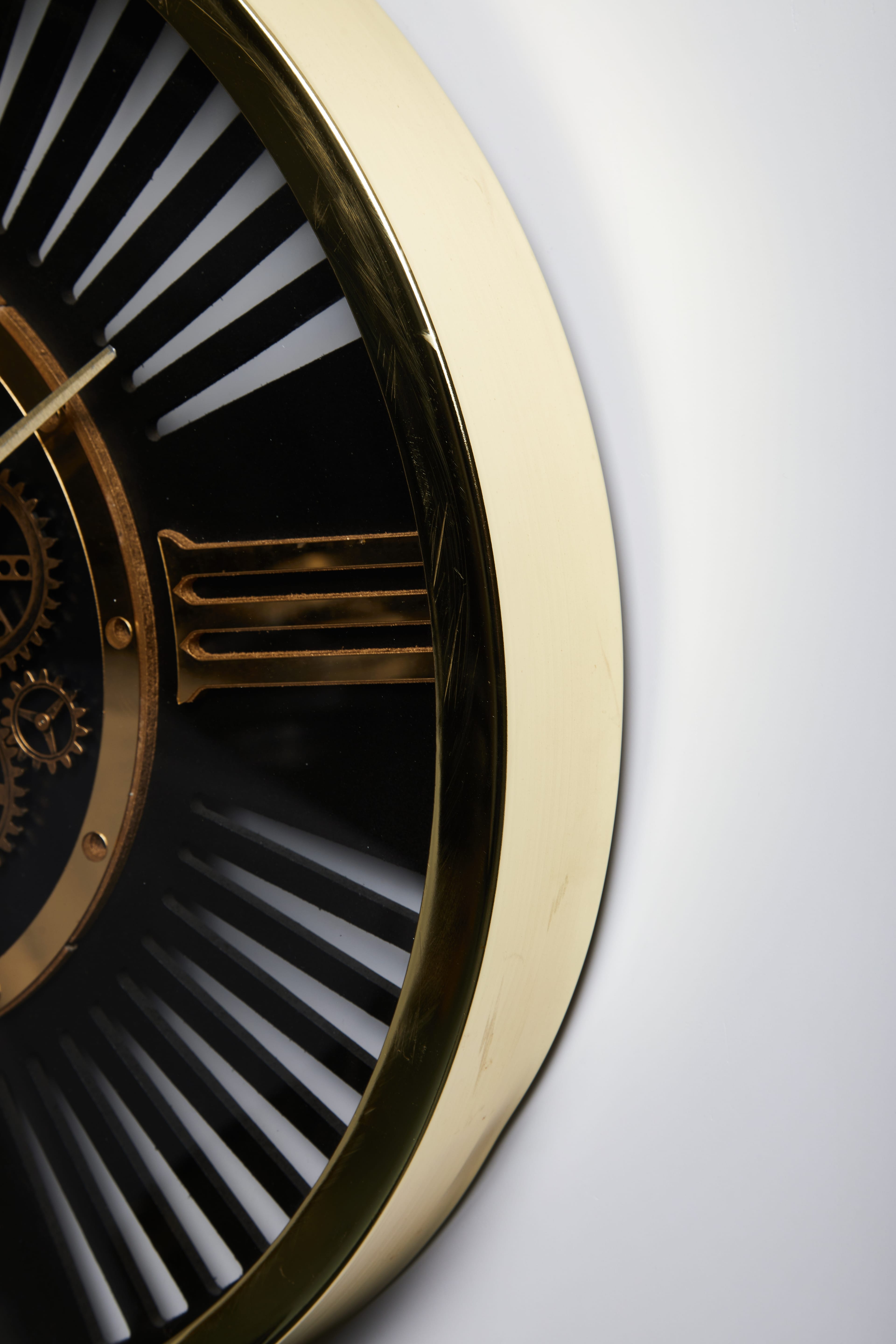 Aurum Gear Gold Metal Duvar Saati – 60 cm