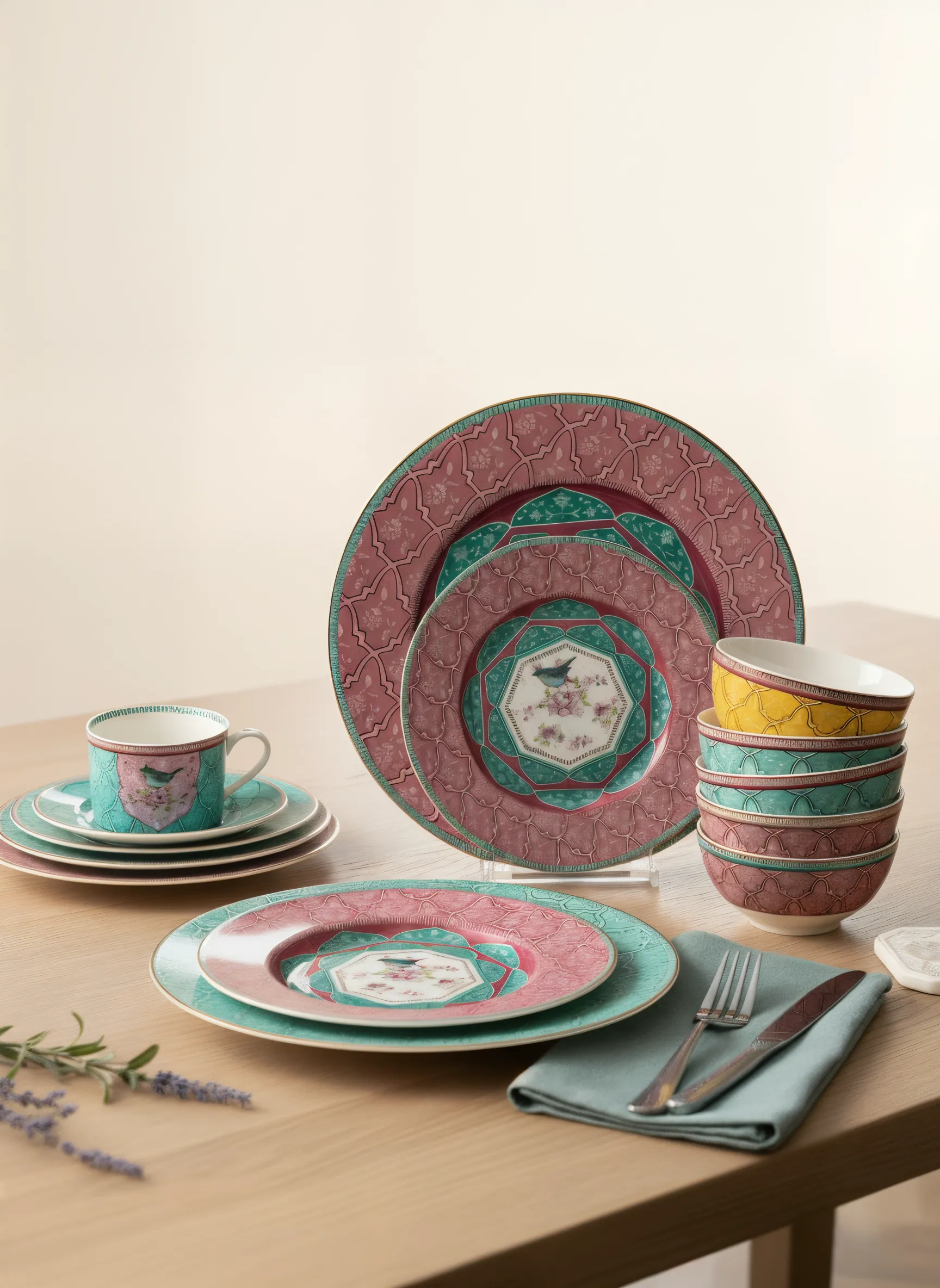 48 Parça Bird Garden Porselen Kahvaltı Takımı