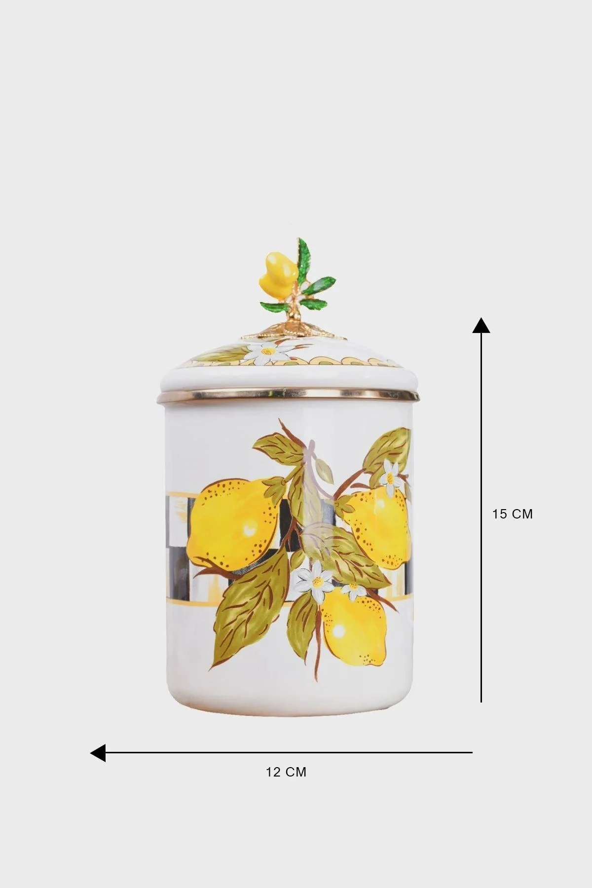 Damalı Linda Emaye Kavanoz 15 cm