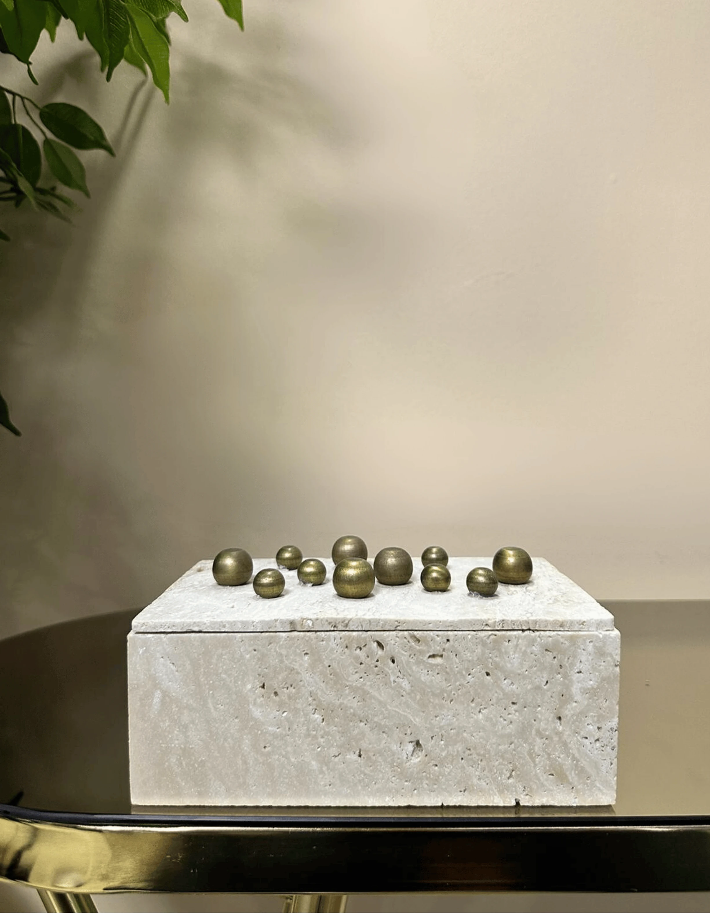 Traverten Eskitme Detaylı Kutu Dekor