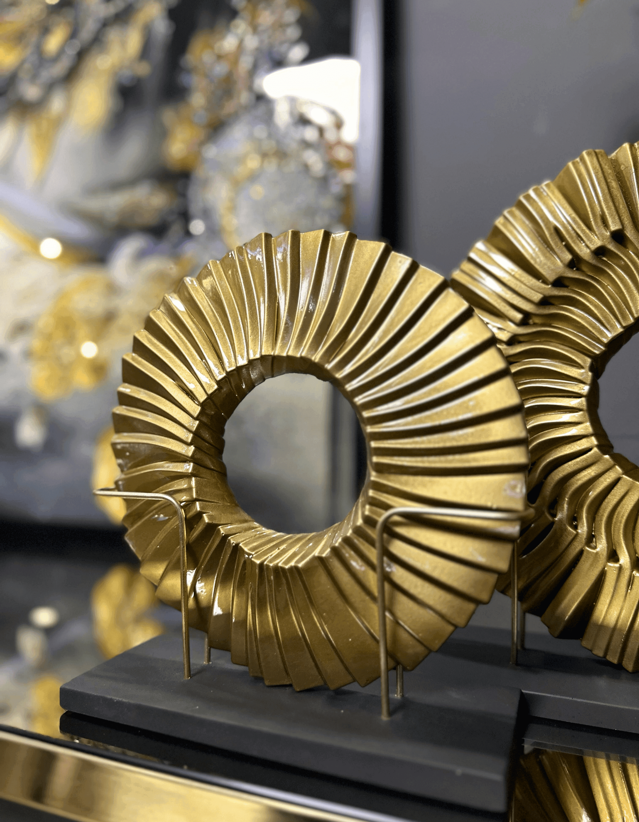 Gold 2'li Siyah Kaideli Disk Dekor
