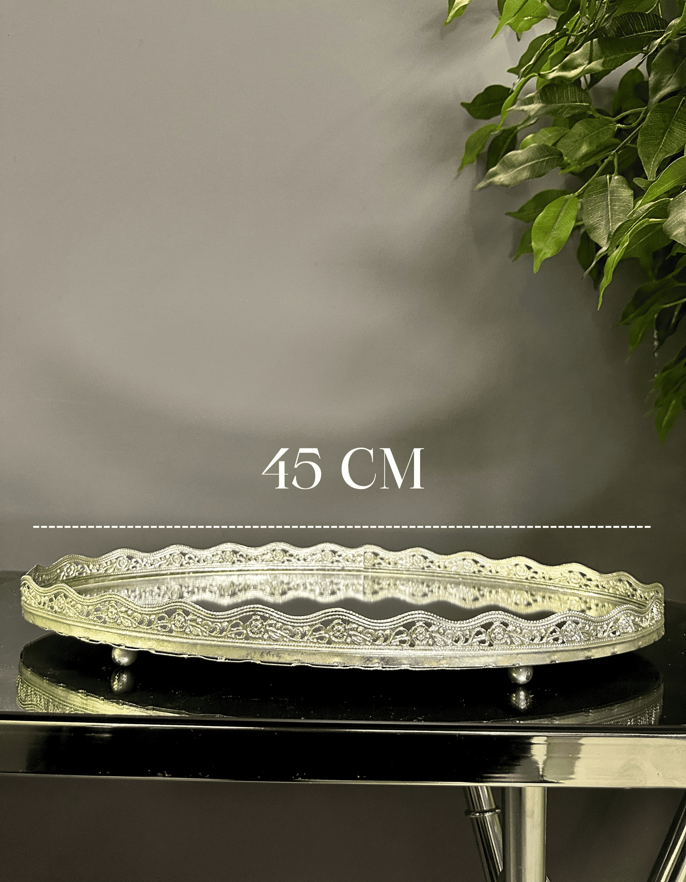 Gümüş Aynalı Telkari İşlemeli 45 CM Tepsi