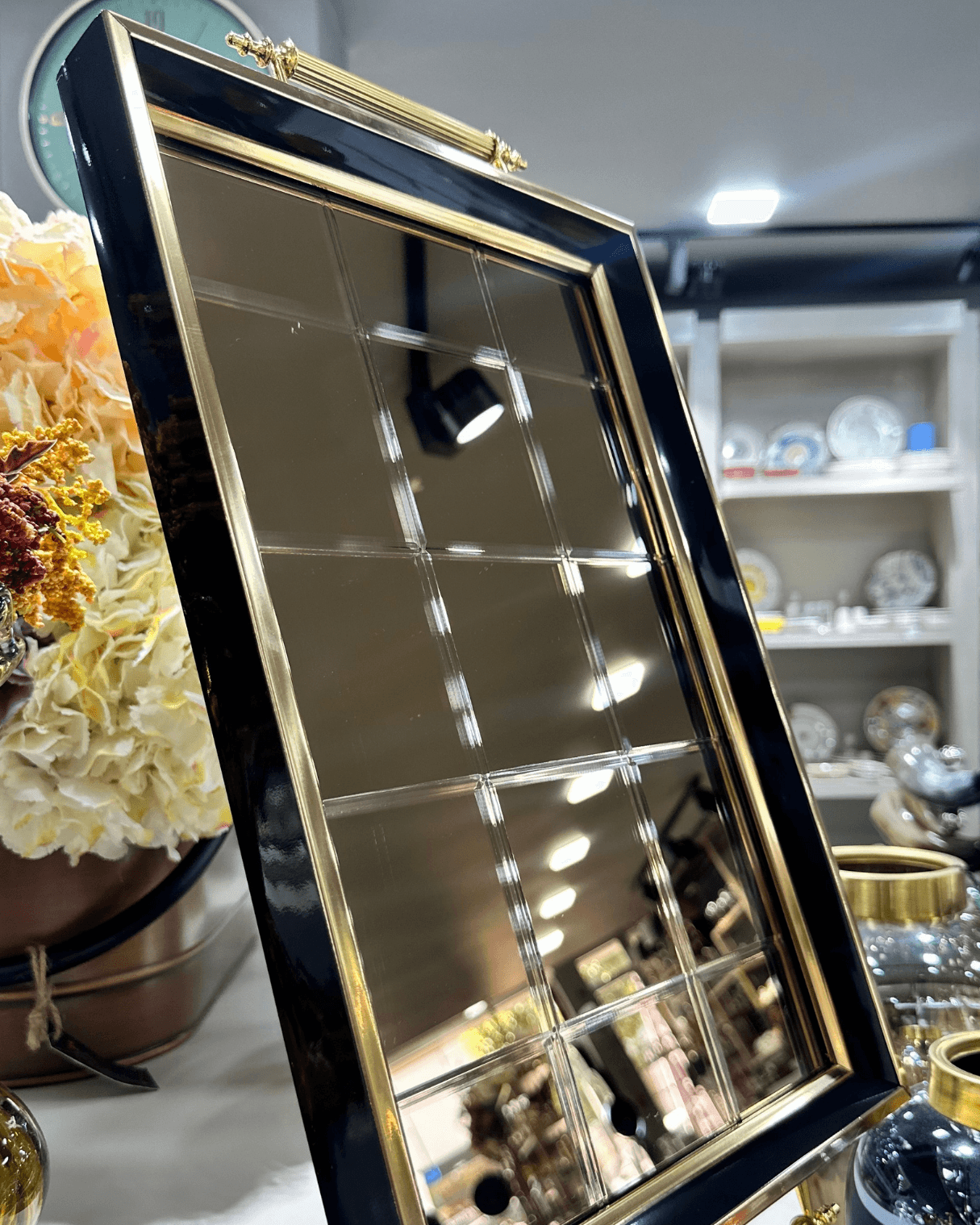 Gold Aynalı Sunum Tepsisi, Lüks Çay Tepsisi, Kahve Tepsisi