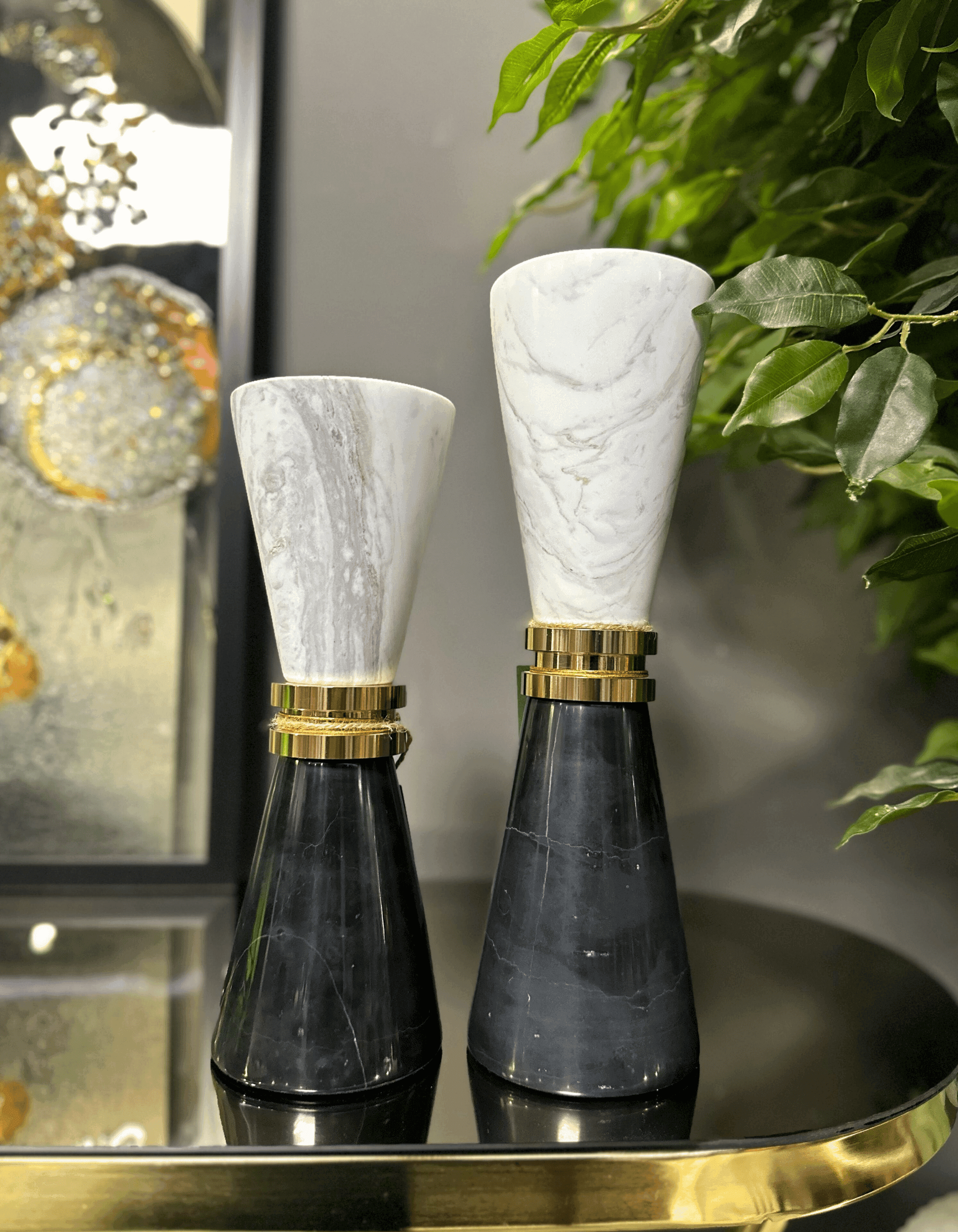Marble Conic Büyük Boy Şamdan/Mumluk