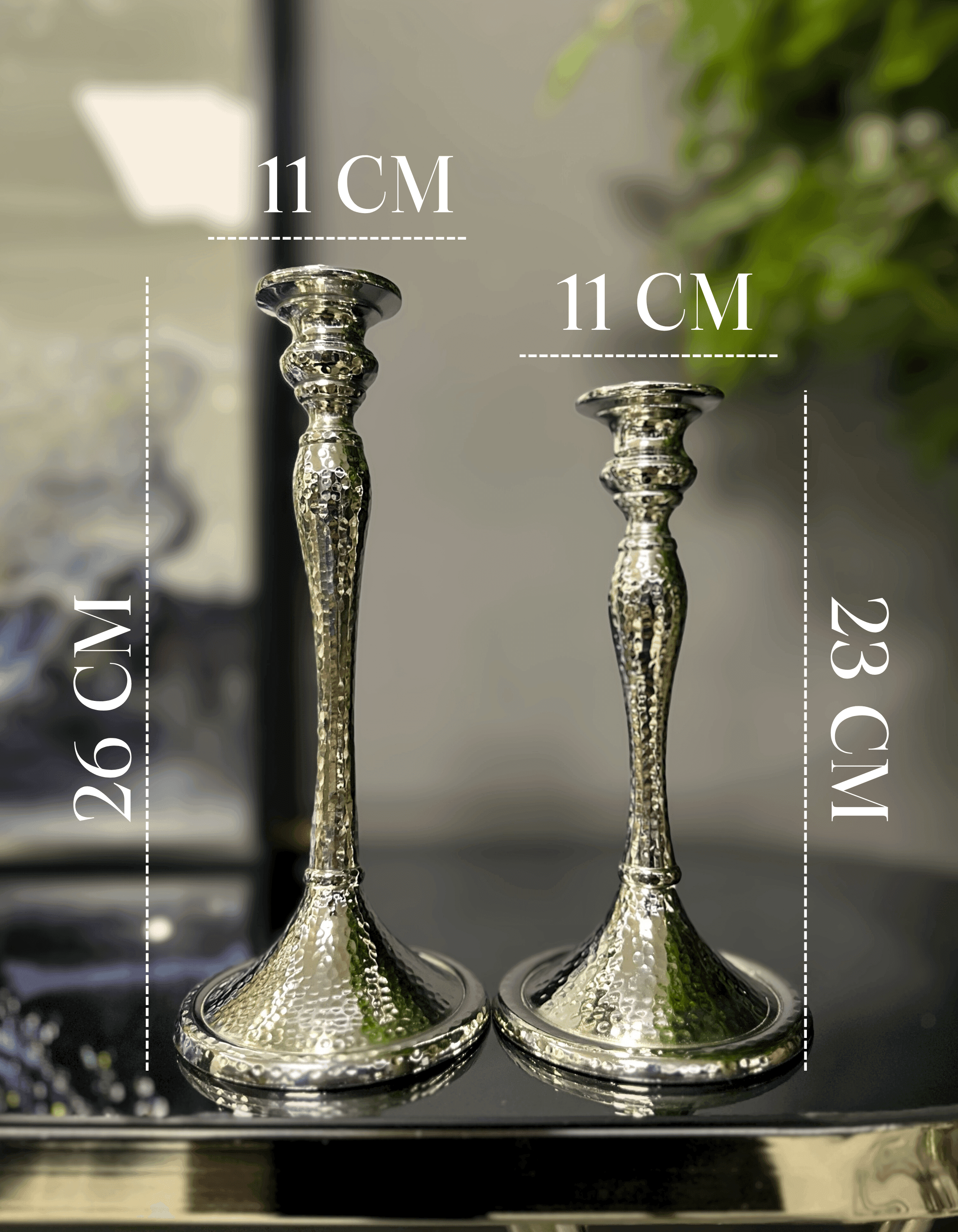 Dövme Gümüş 2'li Şamdan Set