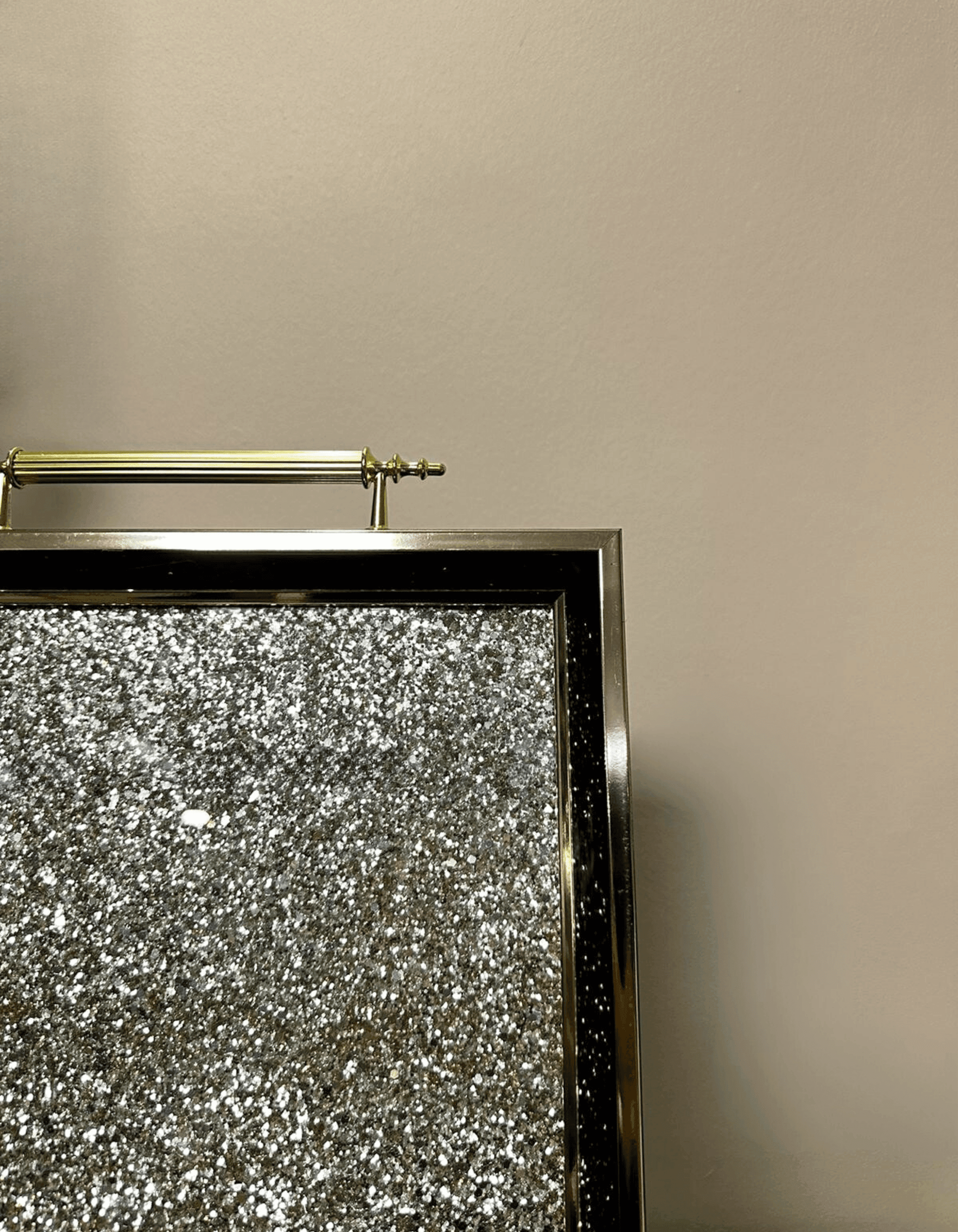 Starlight Glitter - Modern Siyah Gold Sim Cam Sunum Tepsisi