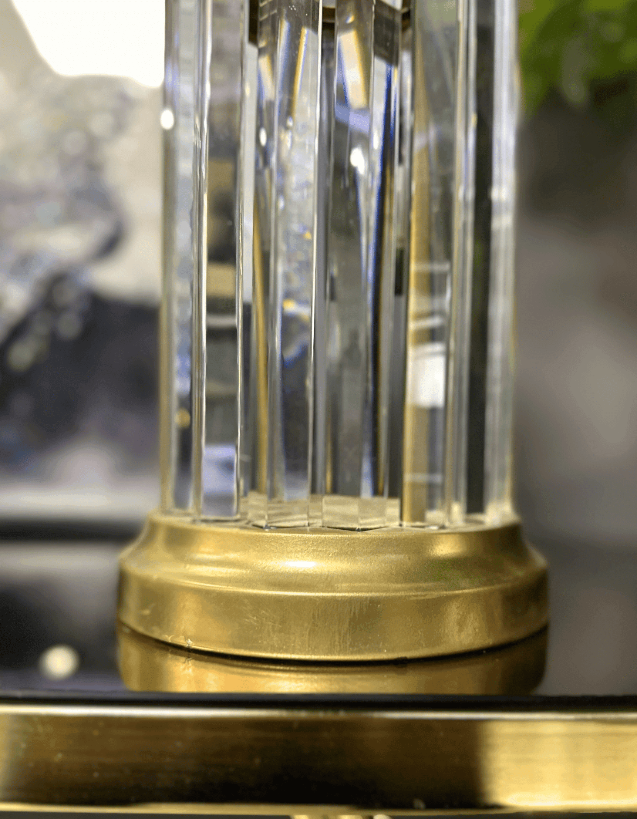 Metal Eskitme Kristal Detaylı Şamdan/Mumluk