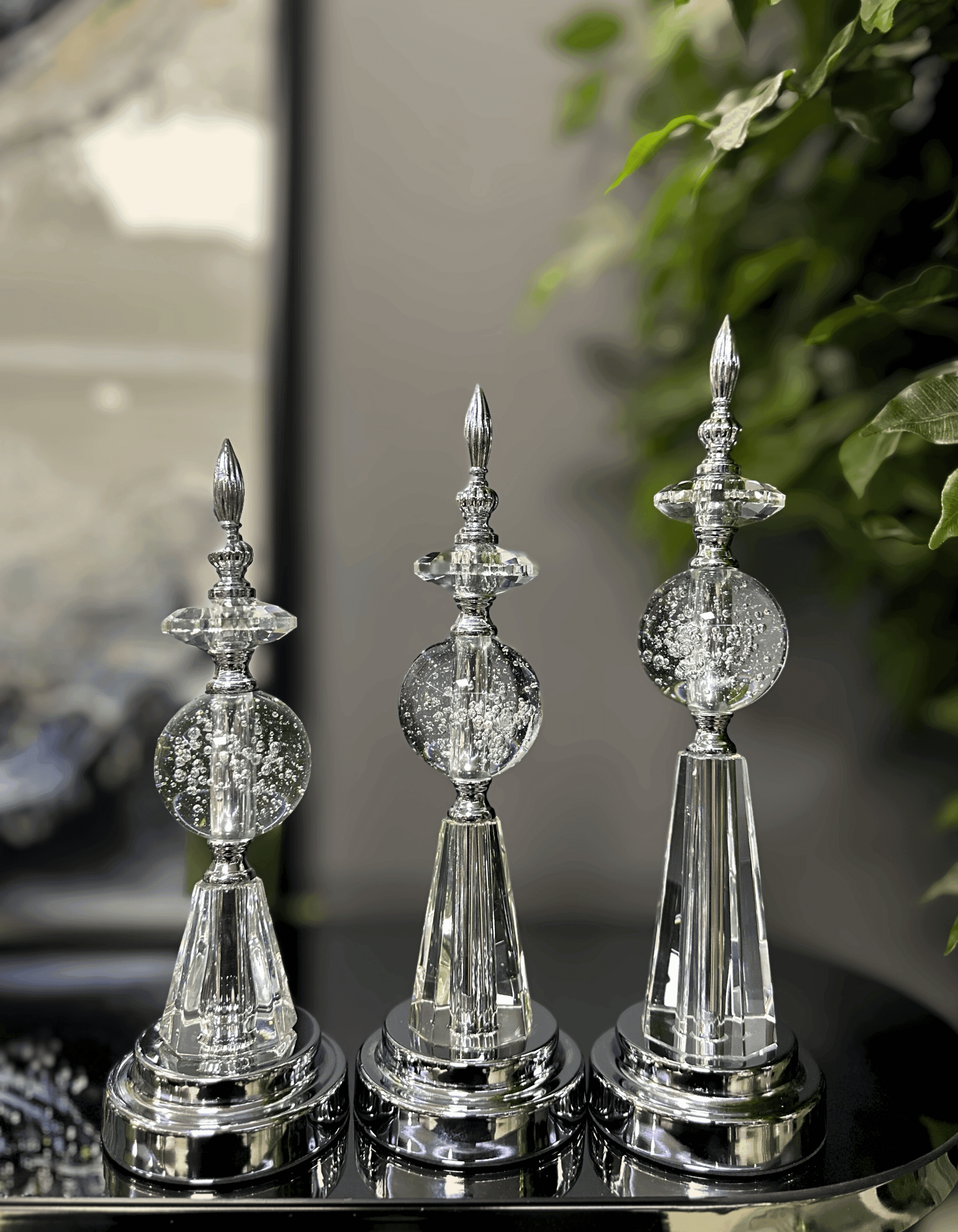 3'lü Gümüş Metal Küre Set Dekor