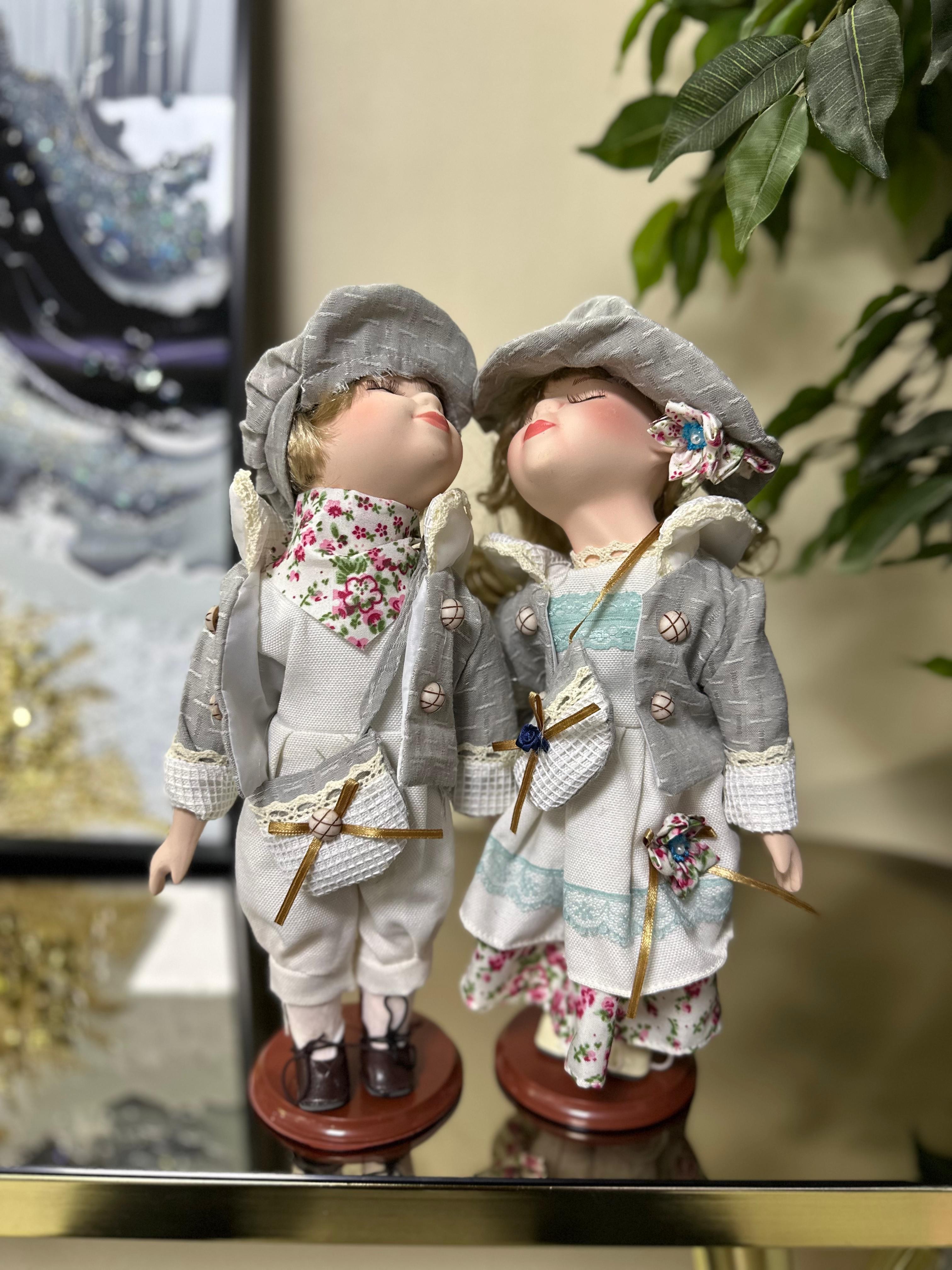 Porselen 2'li Bebek 33 CM İthal Dekor - 1