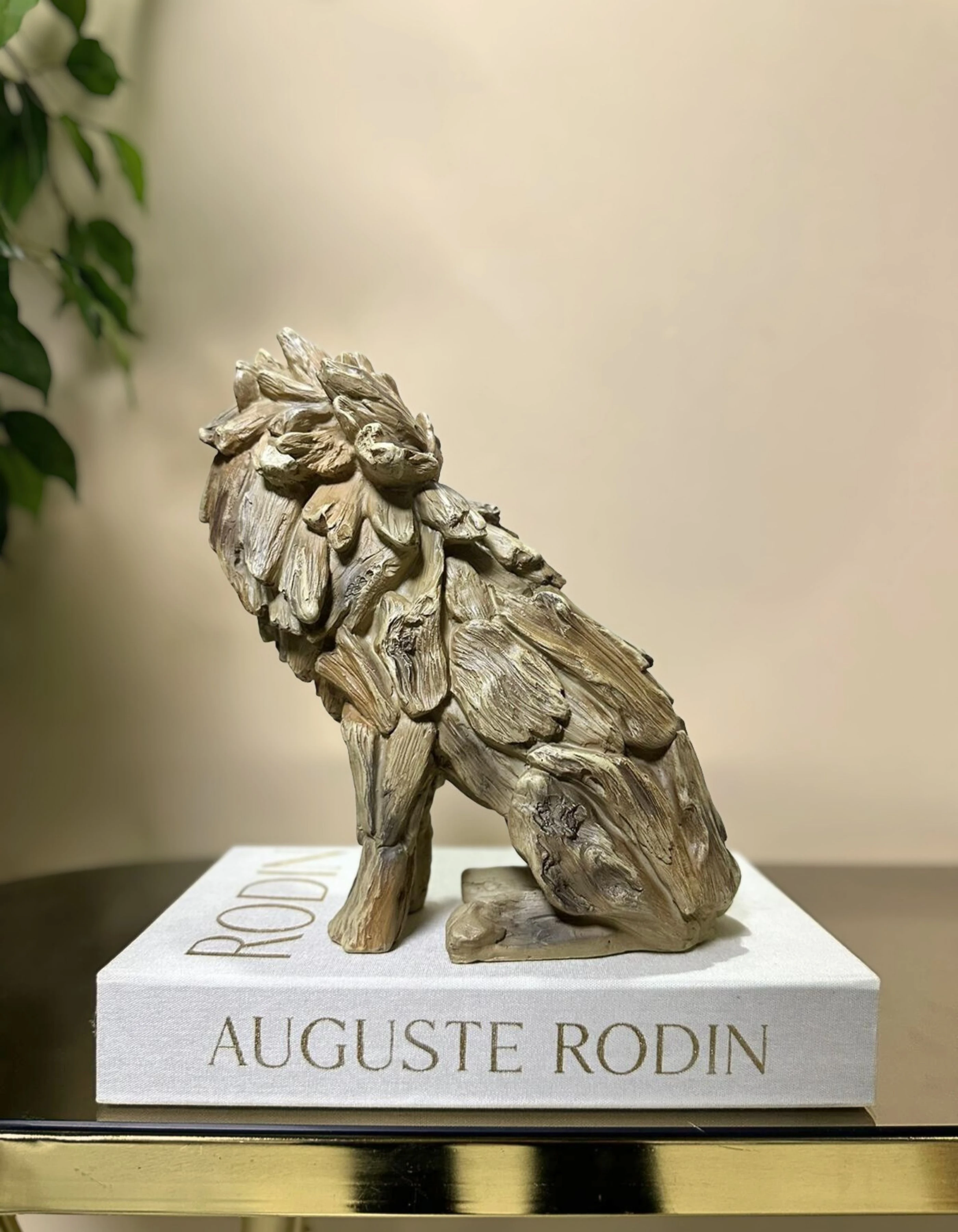 Rustic Driftwood Aslan Dekor 27 CM