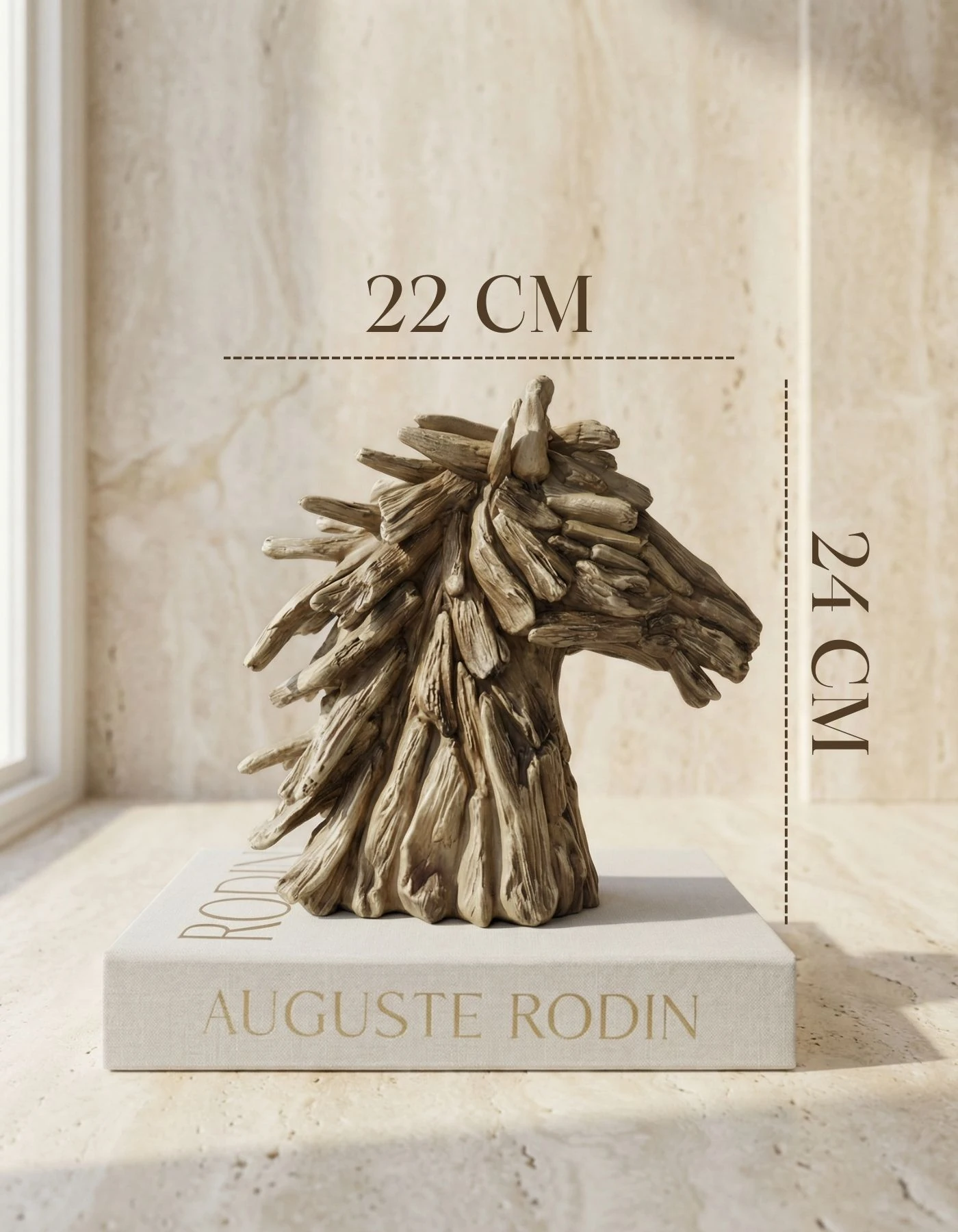 Rustic Driftwood Horse Dekor 24 CM