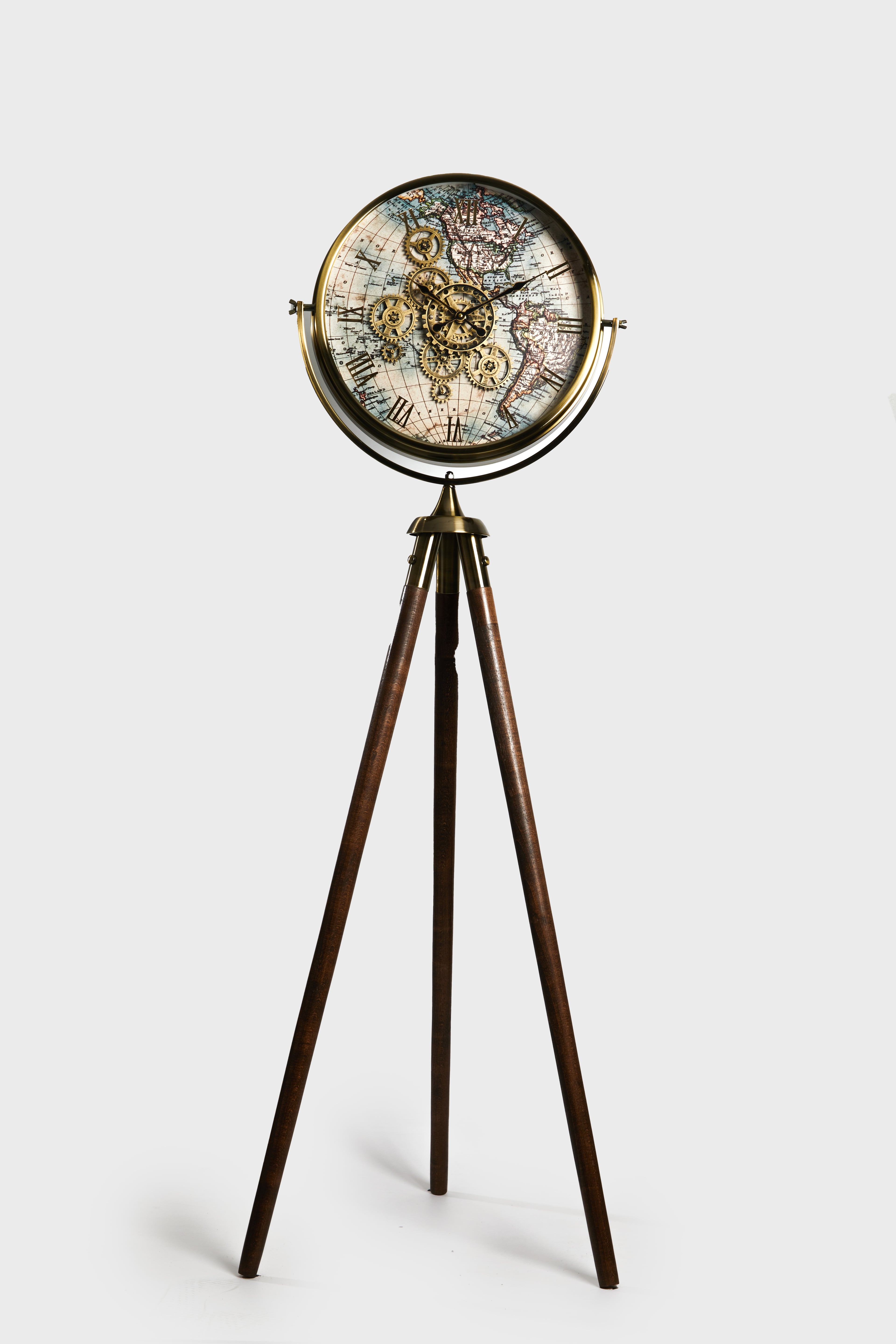 Atlas Tripod – Eskitme Ledli Dünya Haritalı Saat (165 cm)