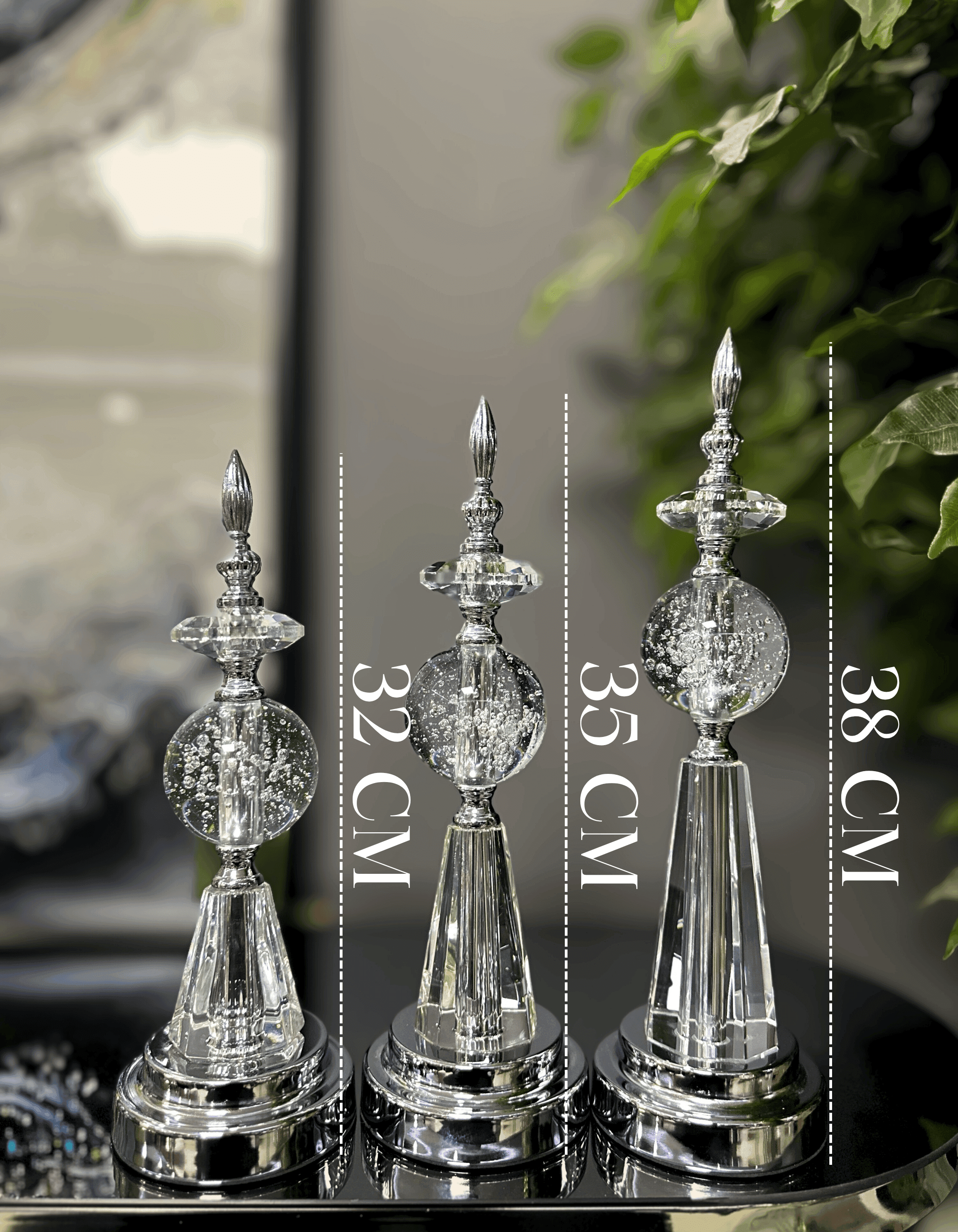 3'lü Gümüş Metal Küre Set Dekor