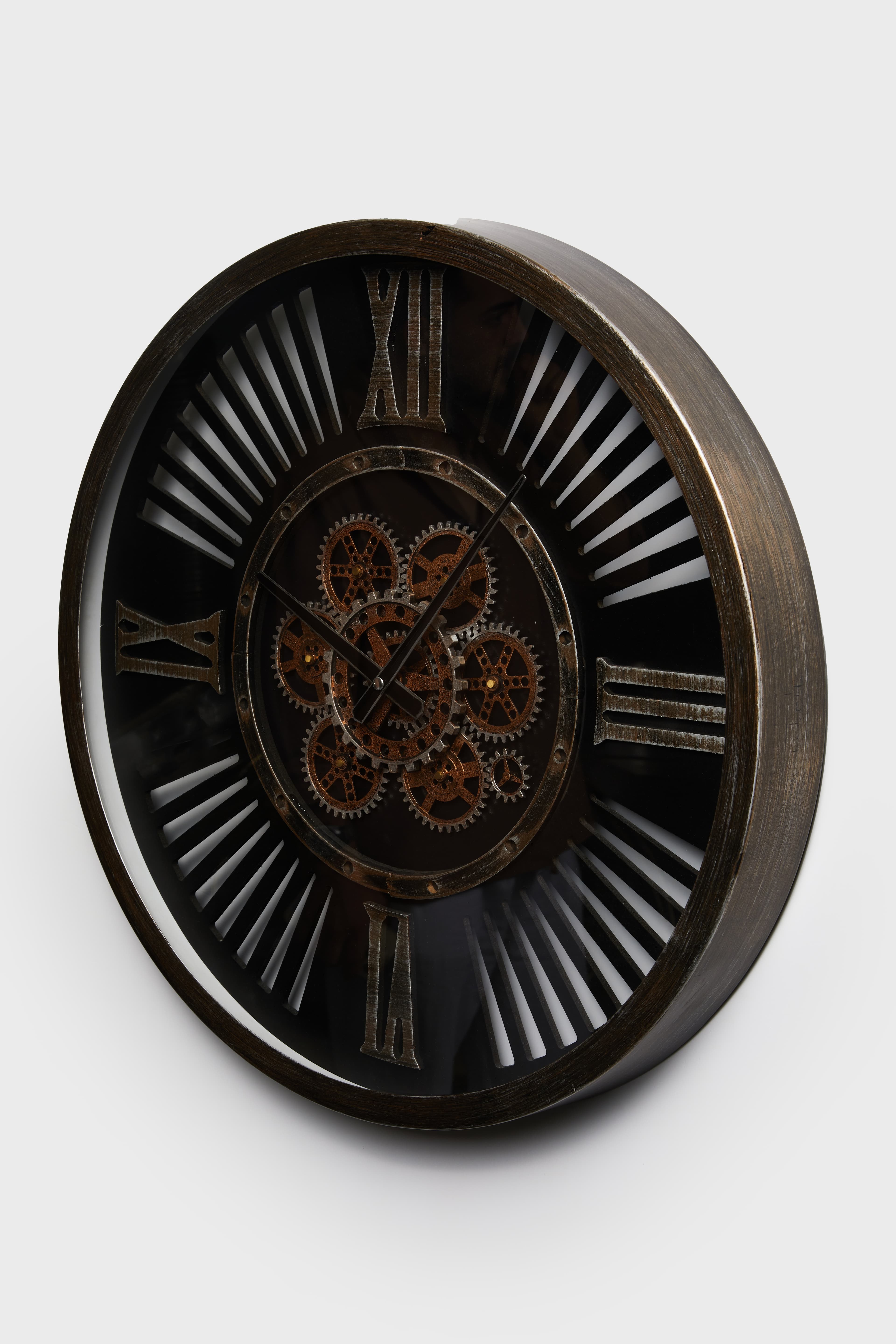 Bronz Mechanica Metal Duvar Saati – 60 cm