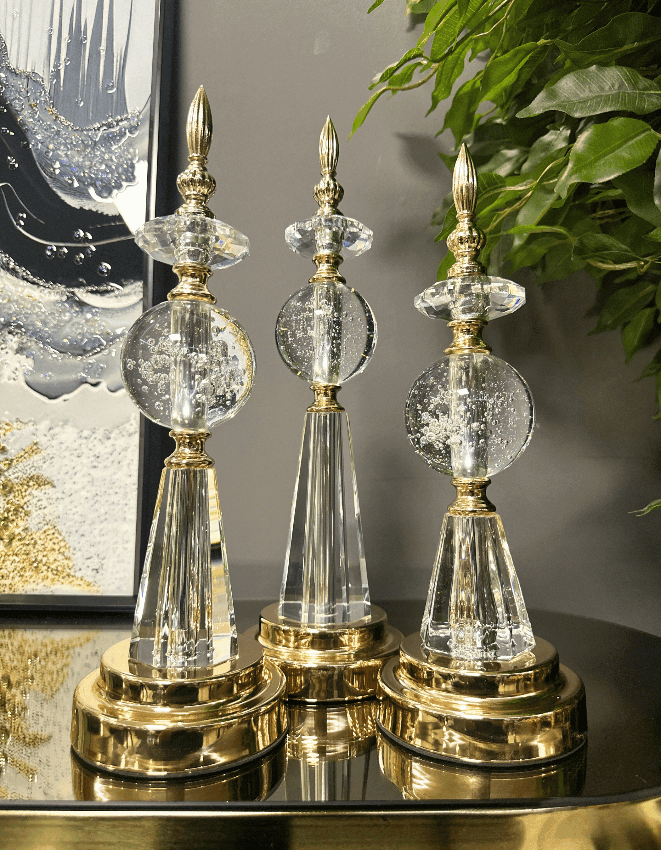 3'lü Gold Metal Küre Set Dekor