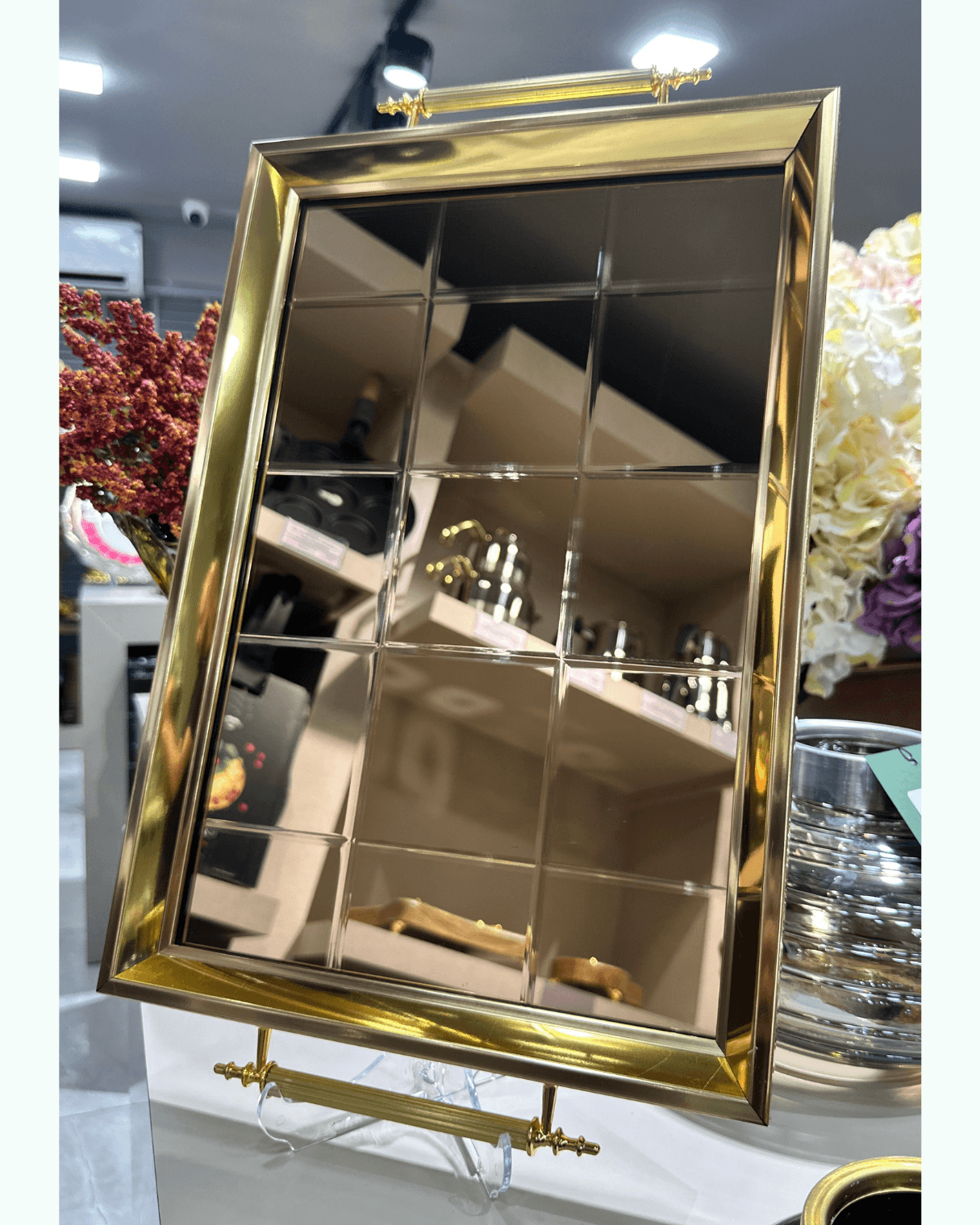 Gold Aynalı Sunum Tepsisi, Lüks Çay Tepsisi, Kahve Tepsisi