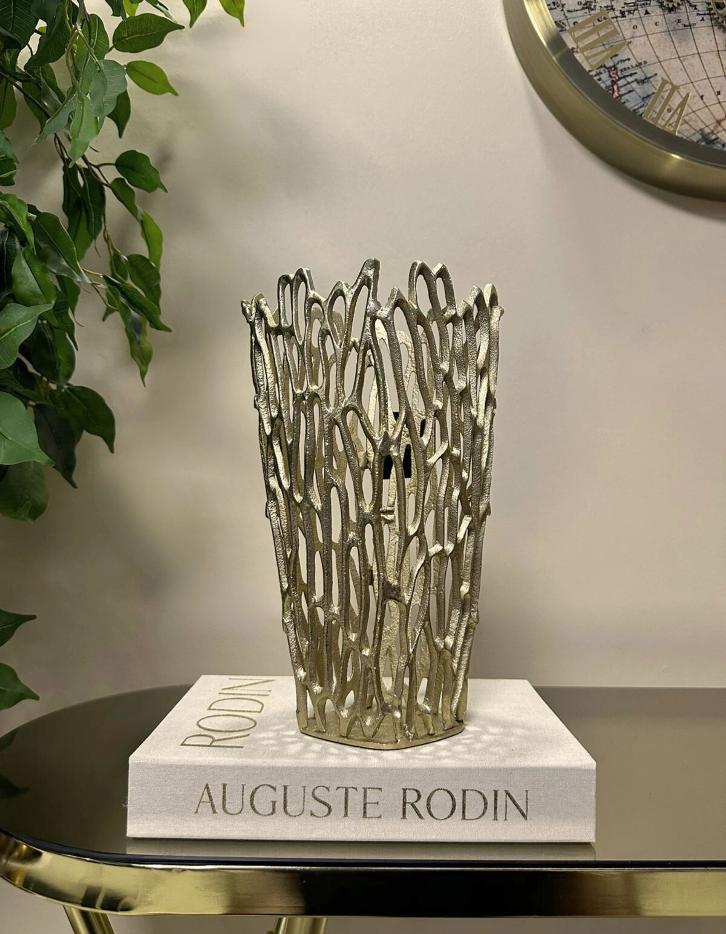 Alüminyum Döküm Gold Vazo 30x18 CM