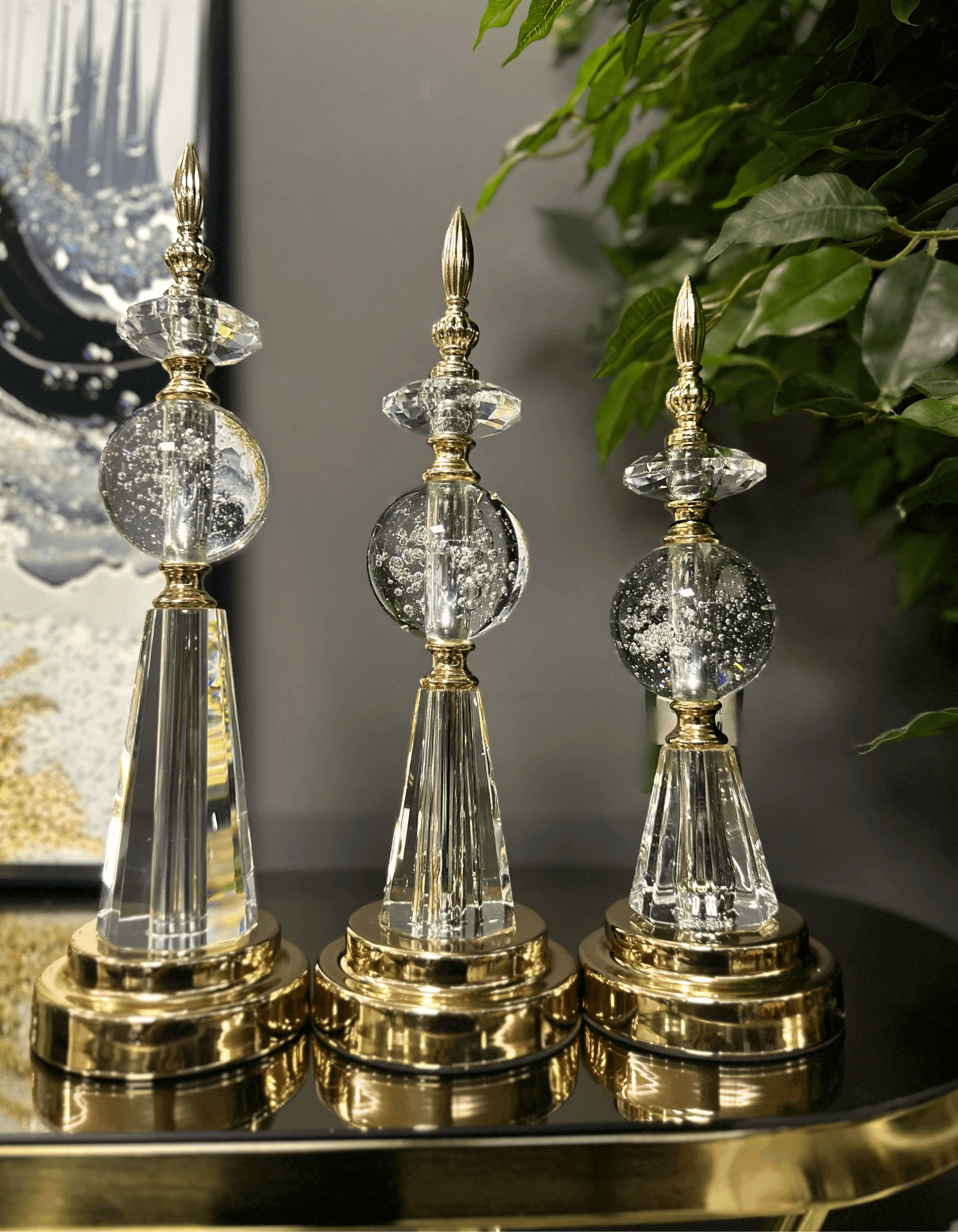 3'lü Gold Metal Küre Set Dekor