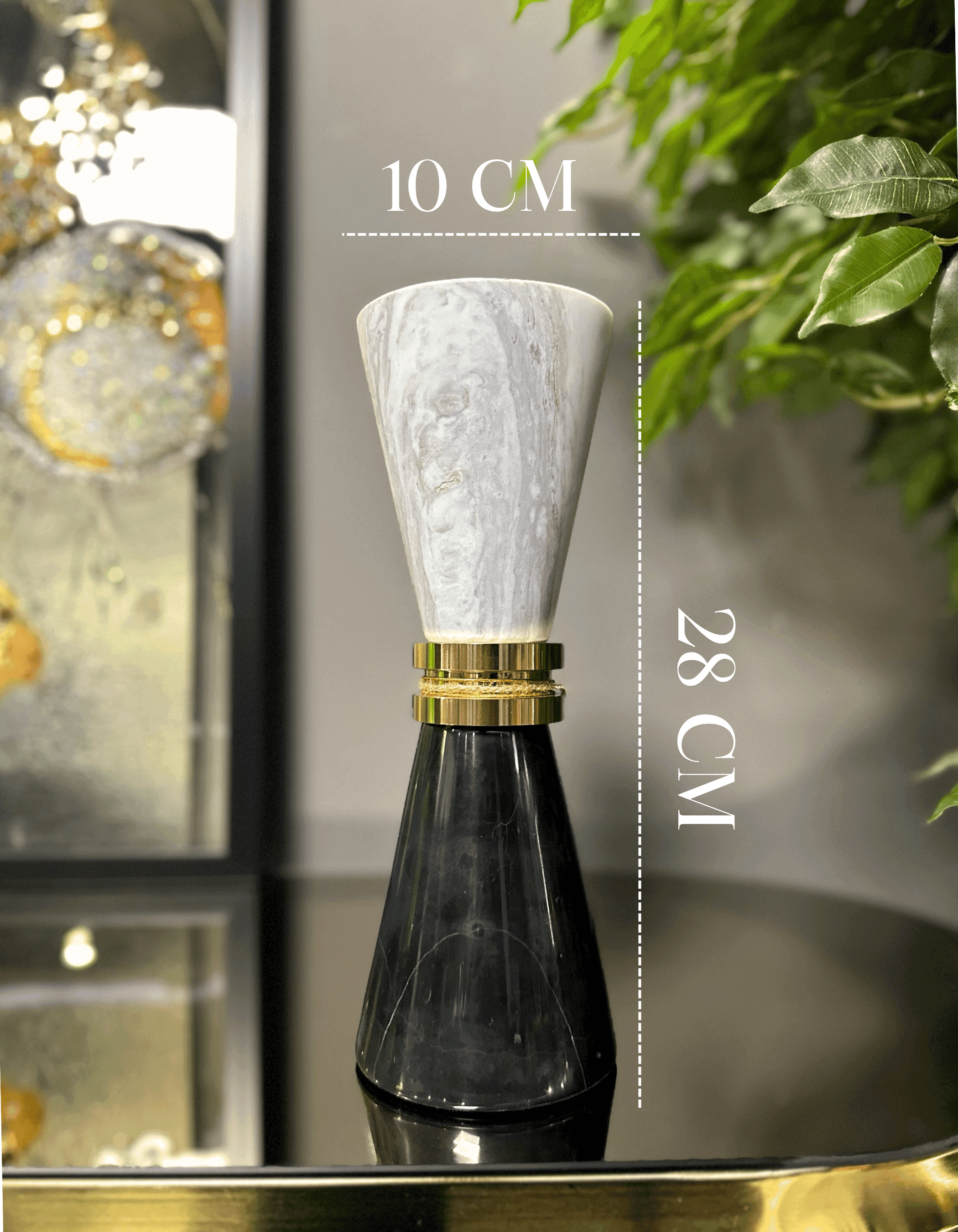 Marble Conic Orta Boy Şamdan/Mumluk