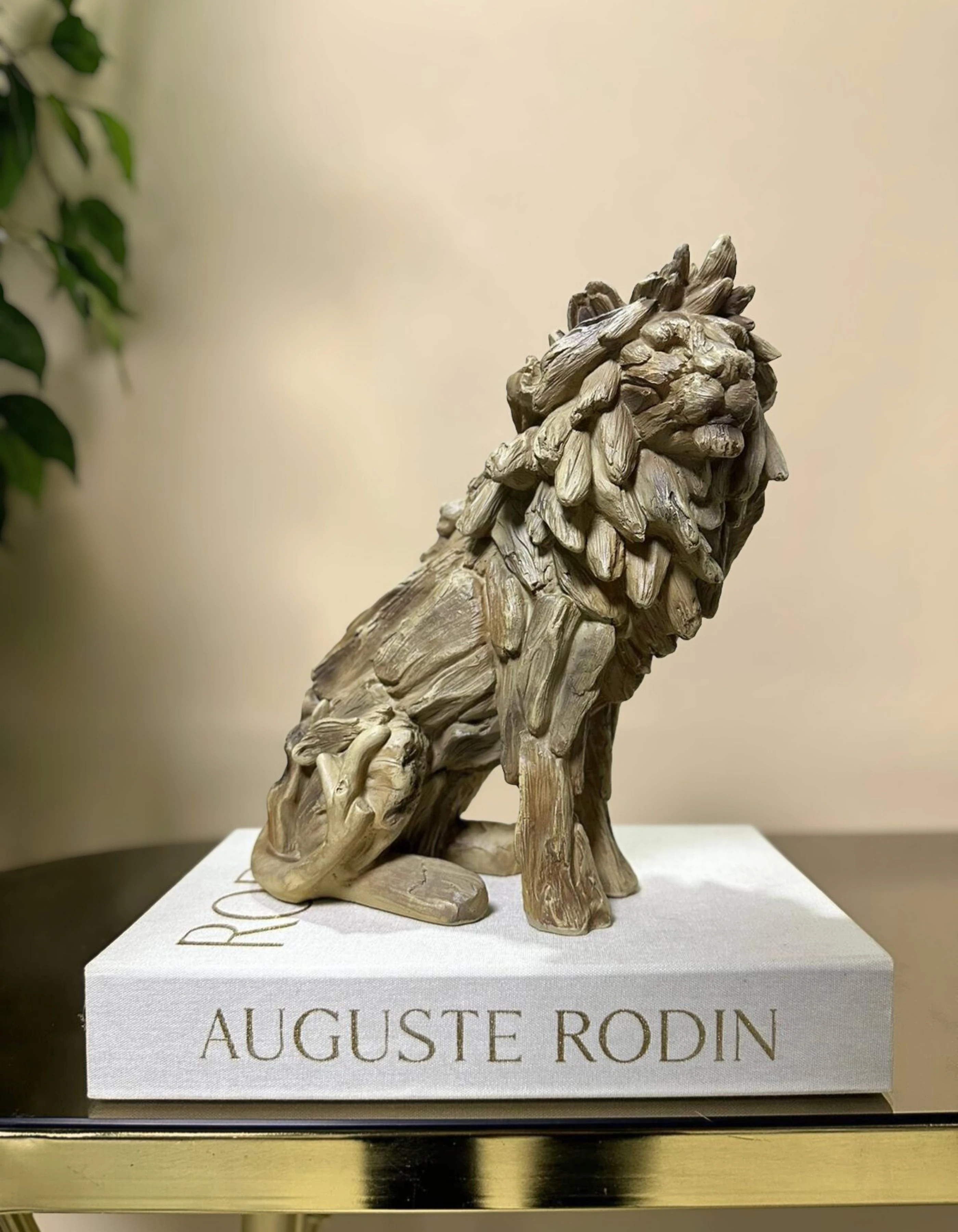 Rustic Driftwood Aslan Dekor 27 CM