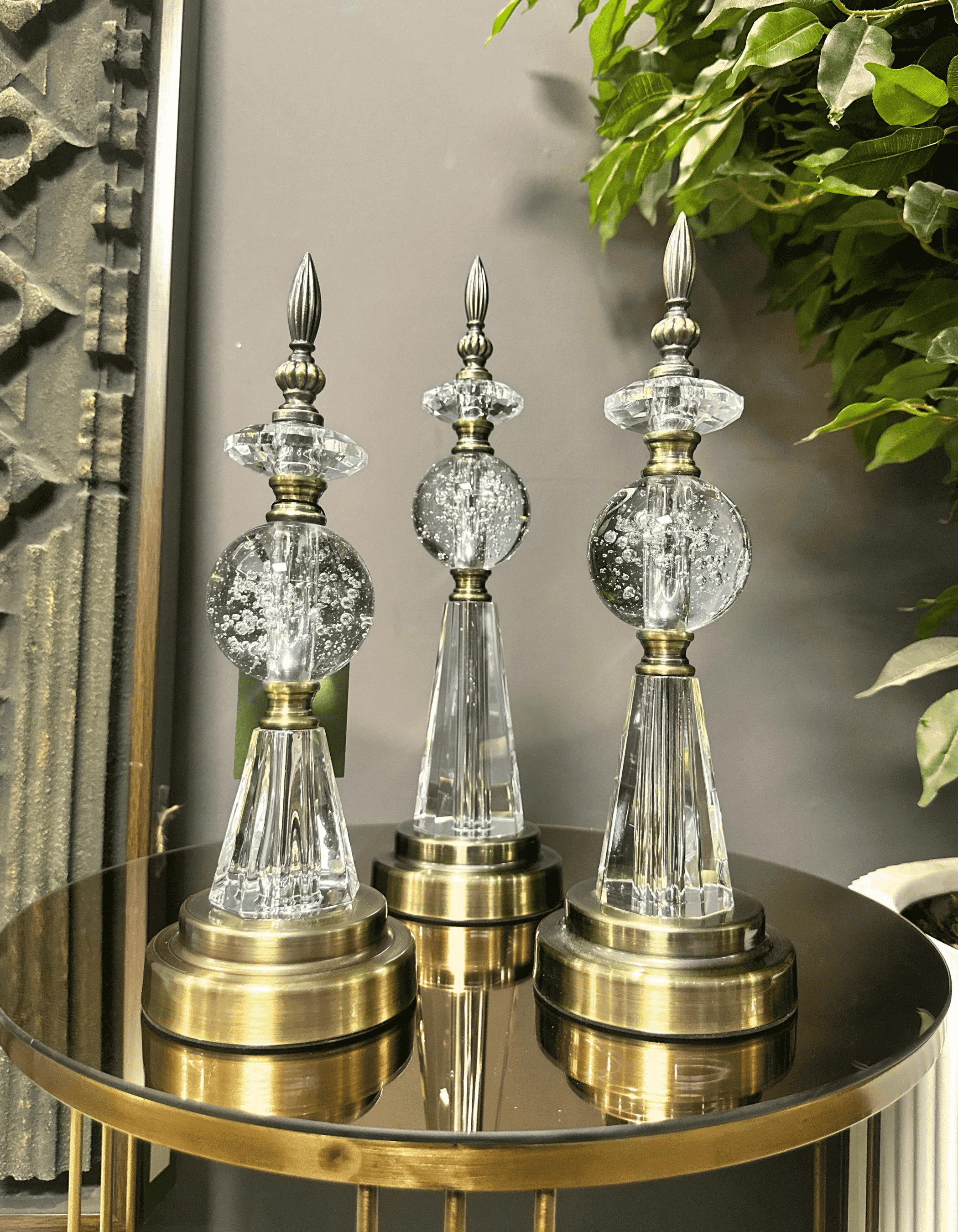 3'lü Eskitme Metal Küre Set Dekor