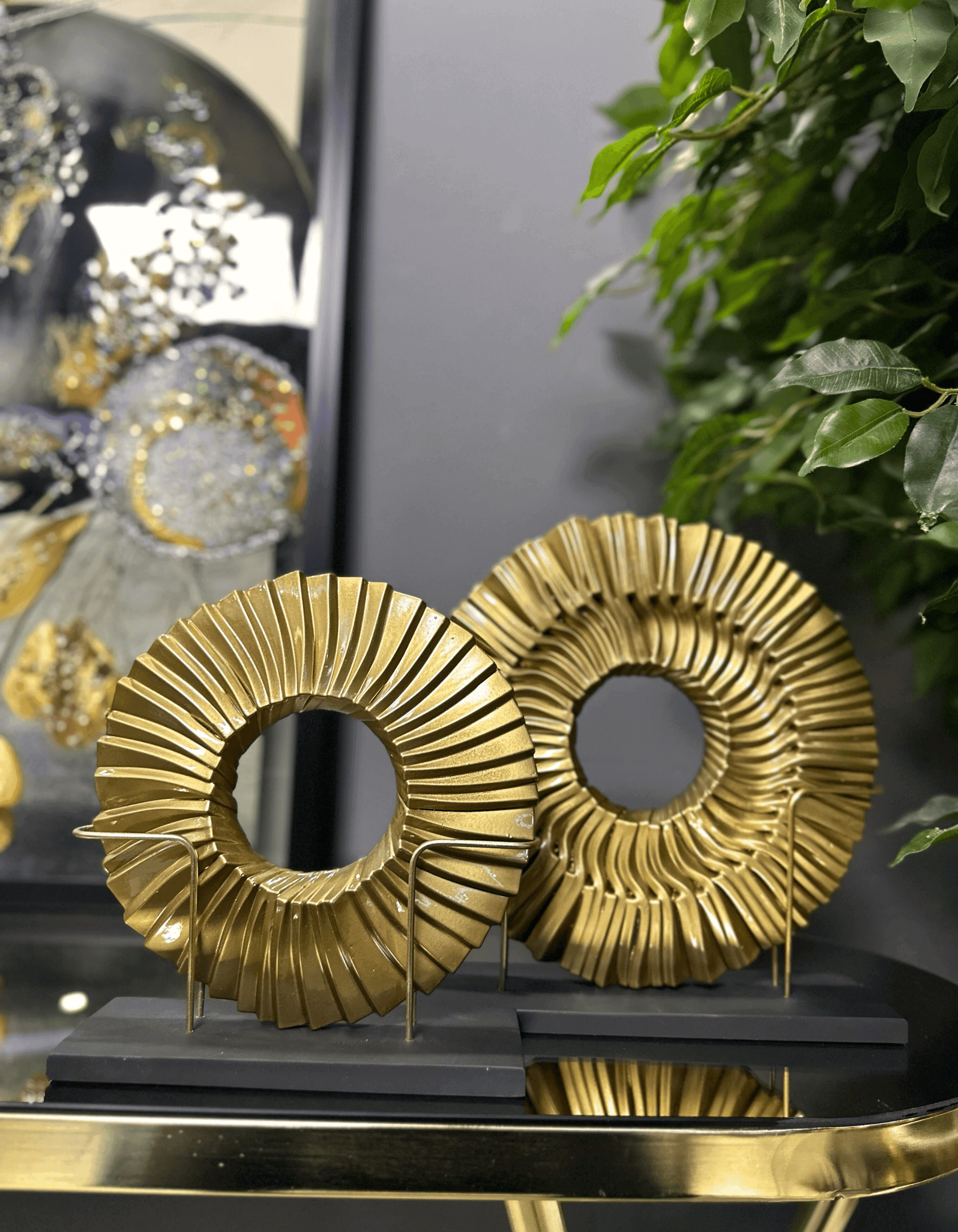 Gold 2'li Siyah Kaideli Disk Dekor