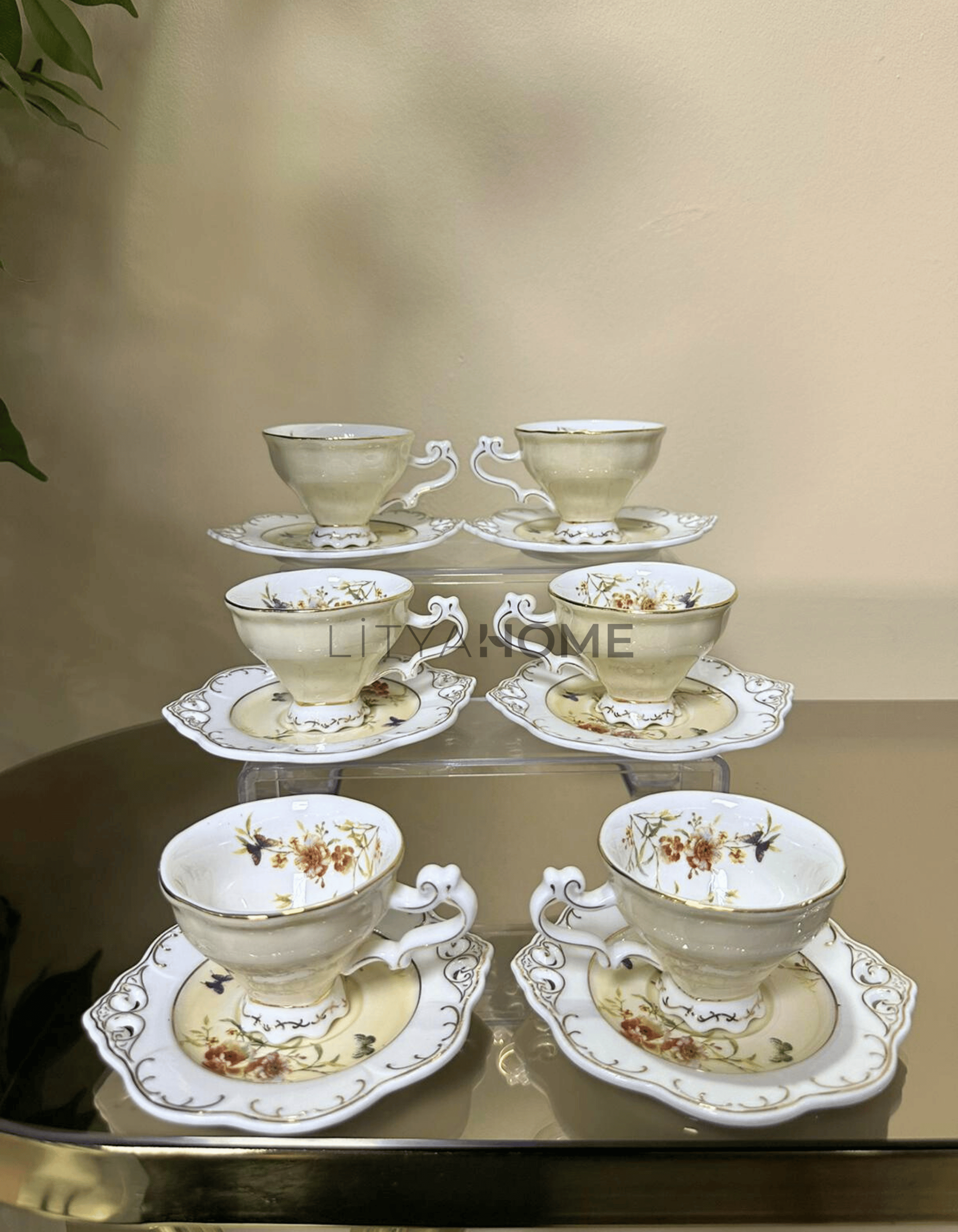 Litya Royal Krem 6’lı Kahve Fincanı Seti