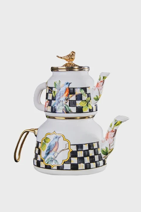 Damalı Paradise Emaye Çaydanlık