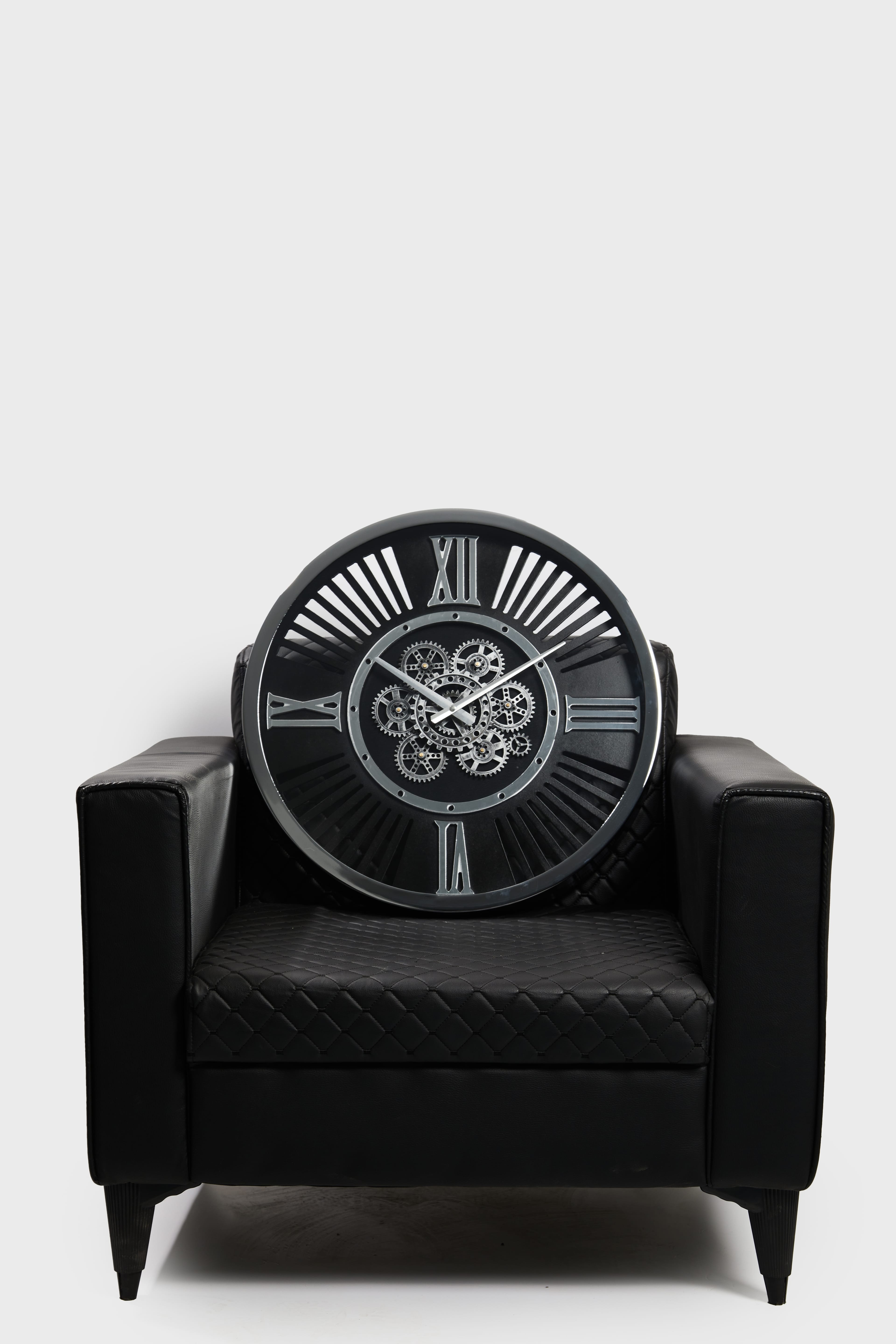 Silver Mechanica – 60 cm Gümüş Kaplama Çarklı Duvar Saati