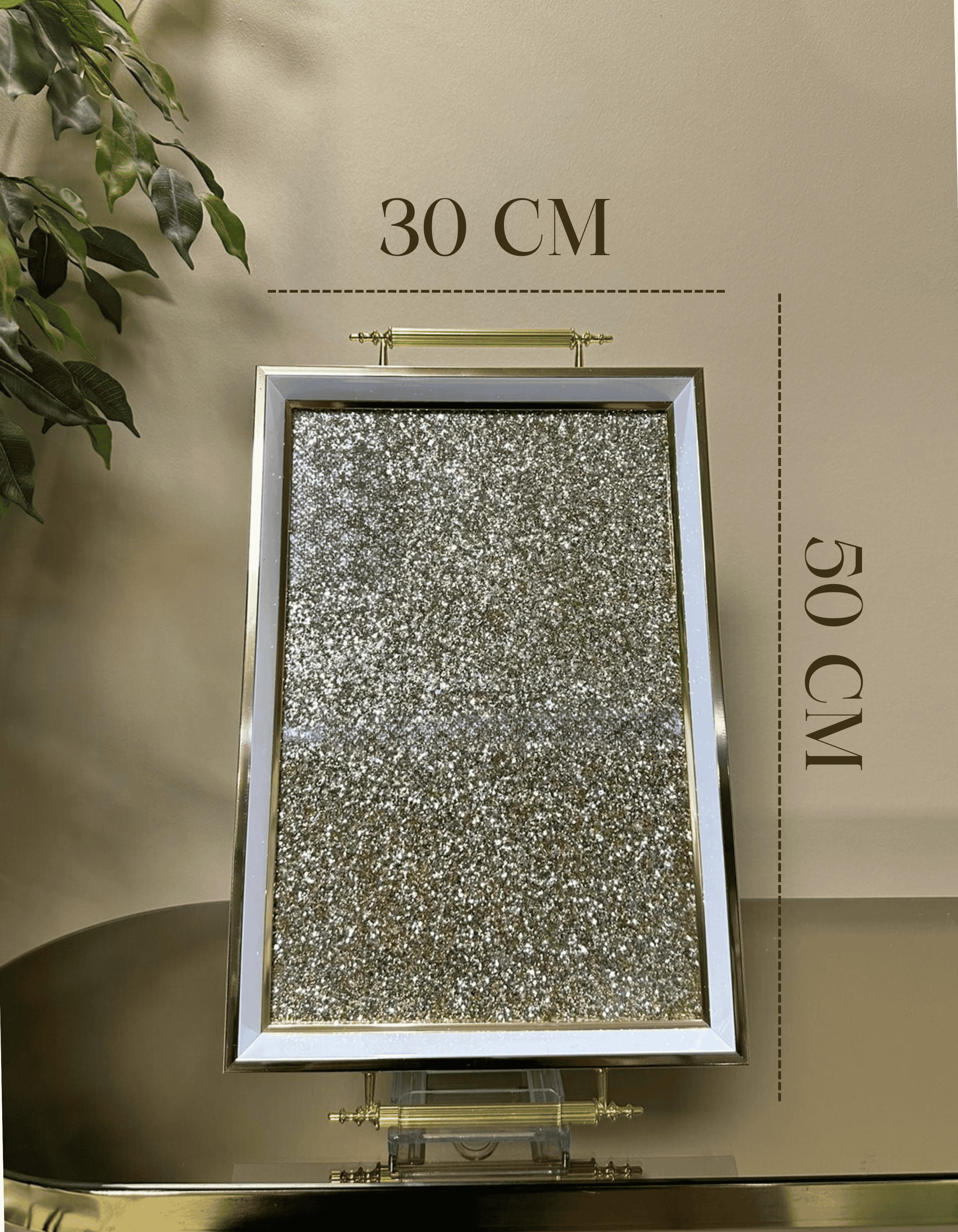Starlight Glitter - Modern Gold Cam Sunum Tepsisi