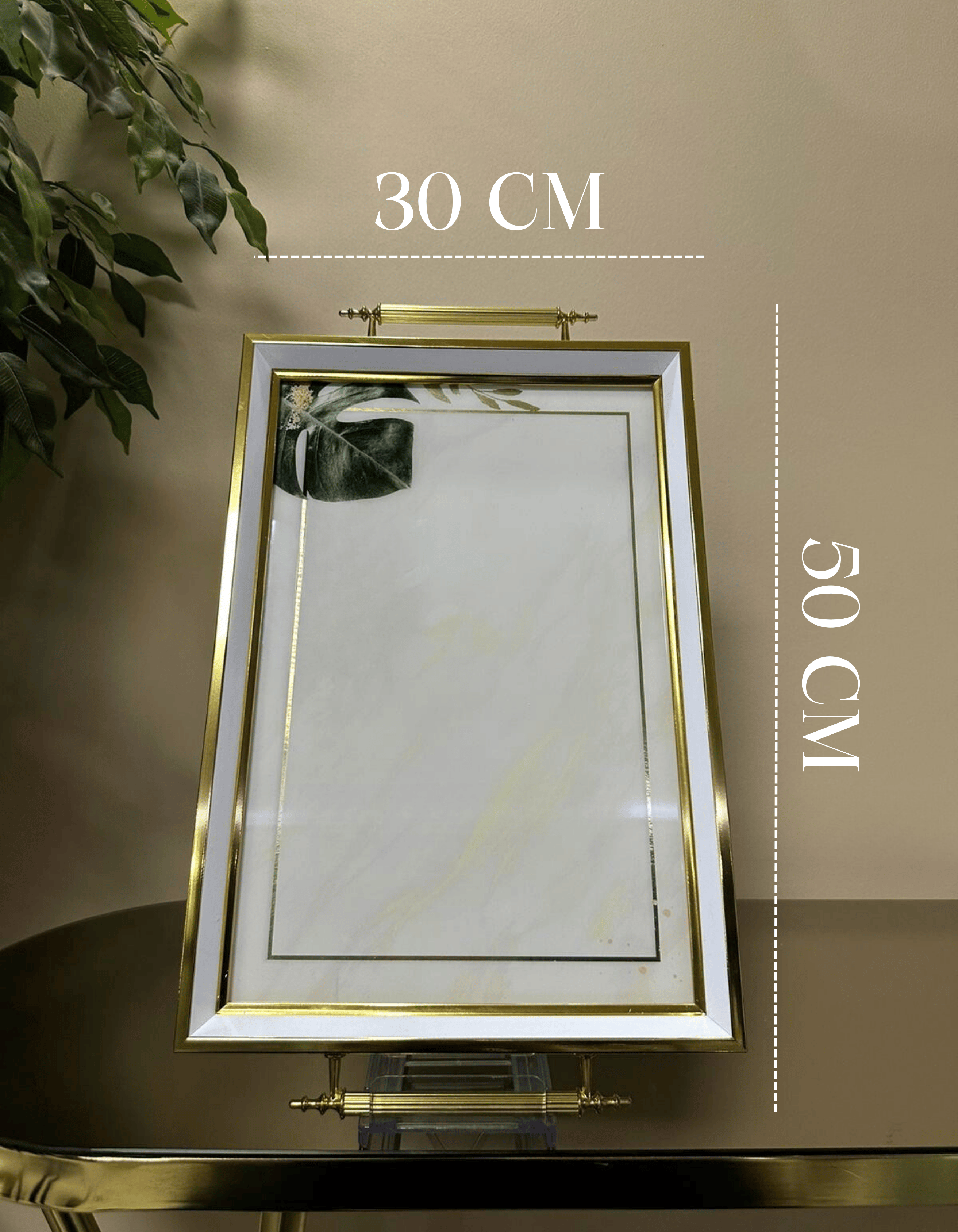 Botanic Frame – Altın Çerçeveli Cam Sunum Tepsisi