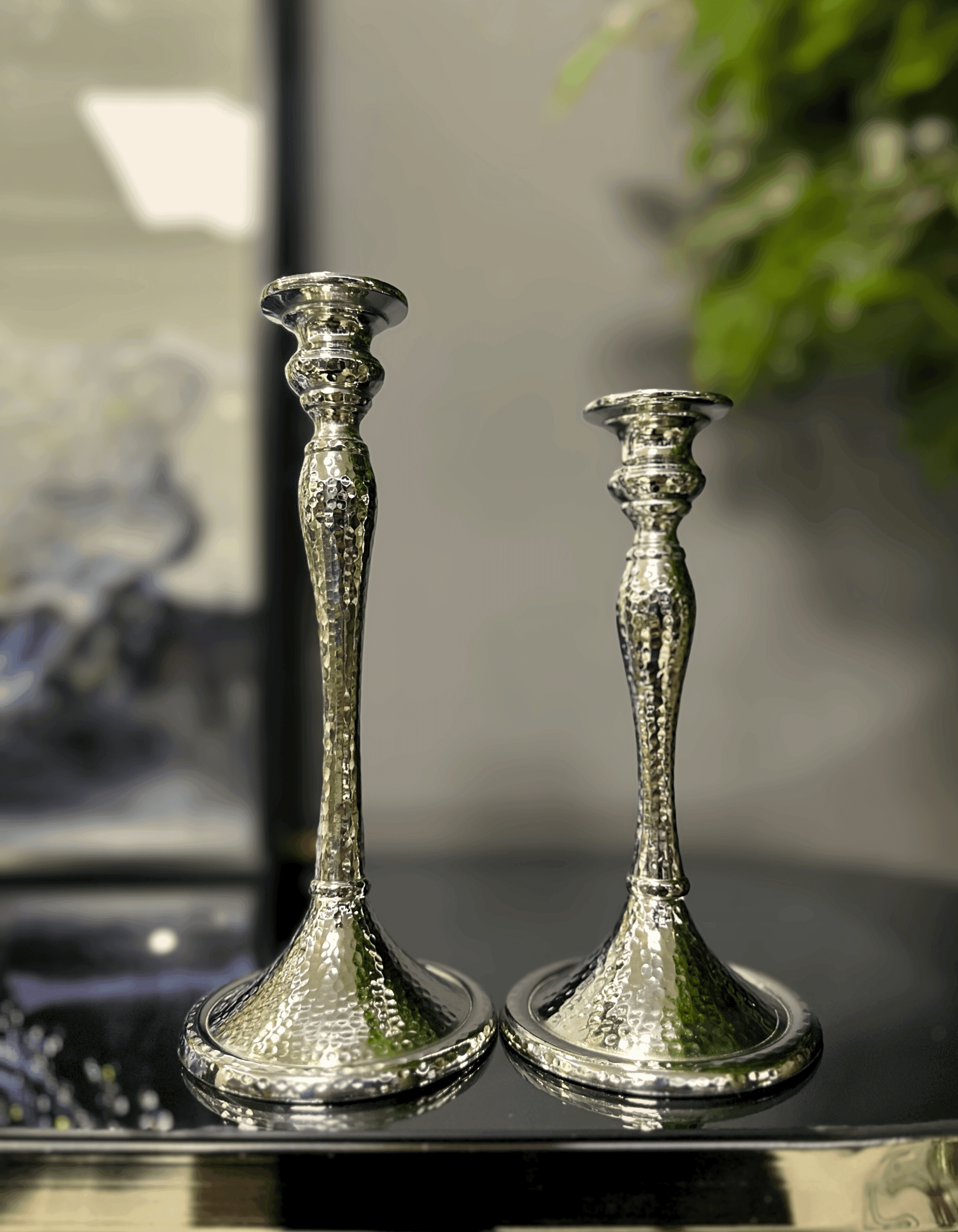Dövme Gümüş 2'li Şamdan Set