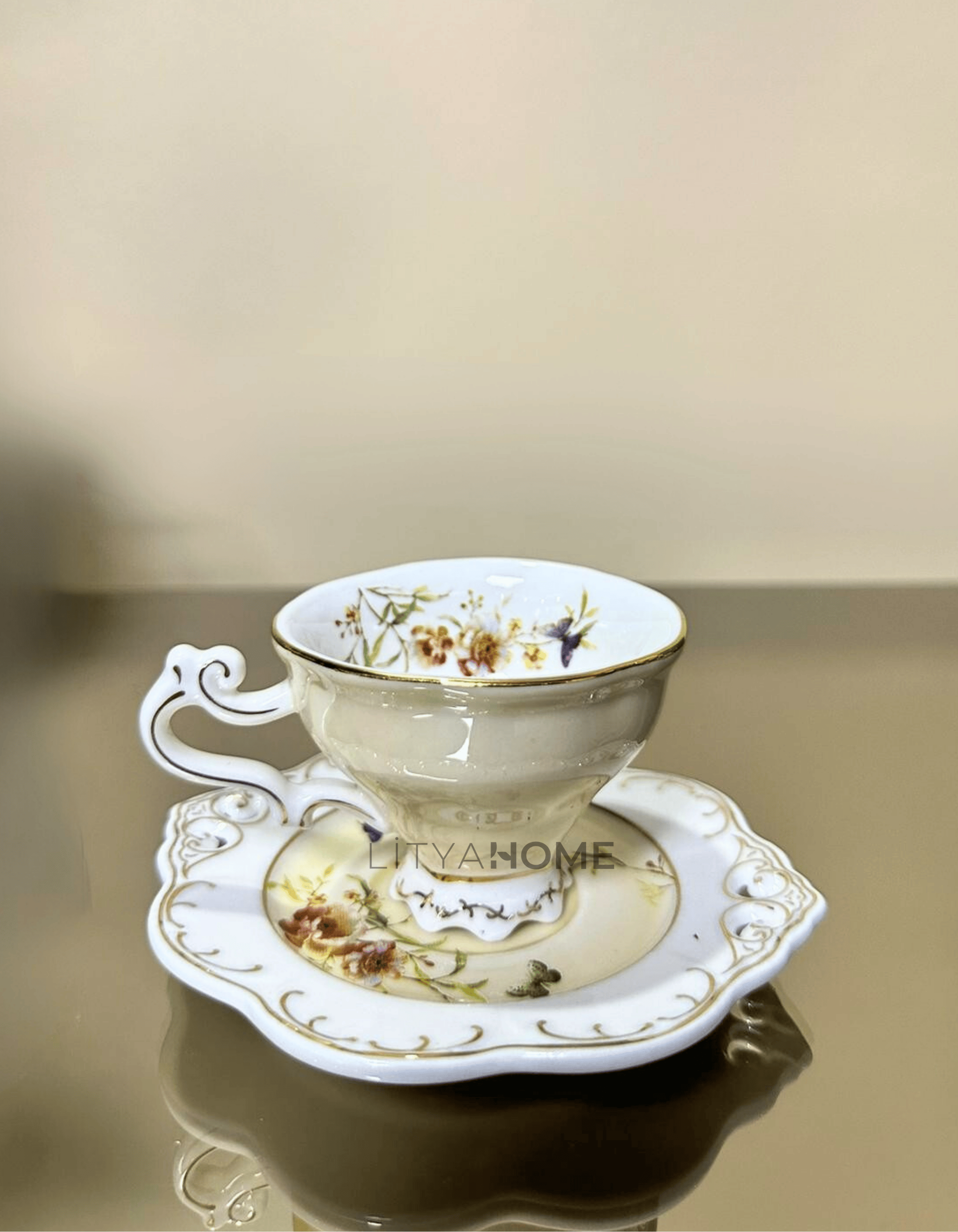 Litya Royal Krem 6’lı Kahve Fincanı Seti