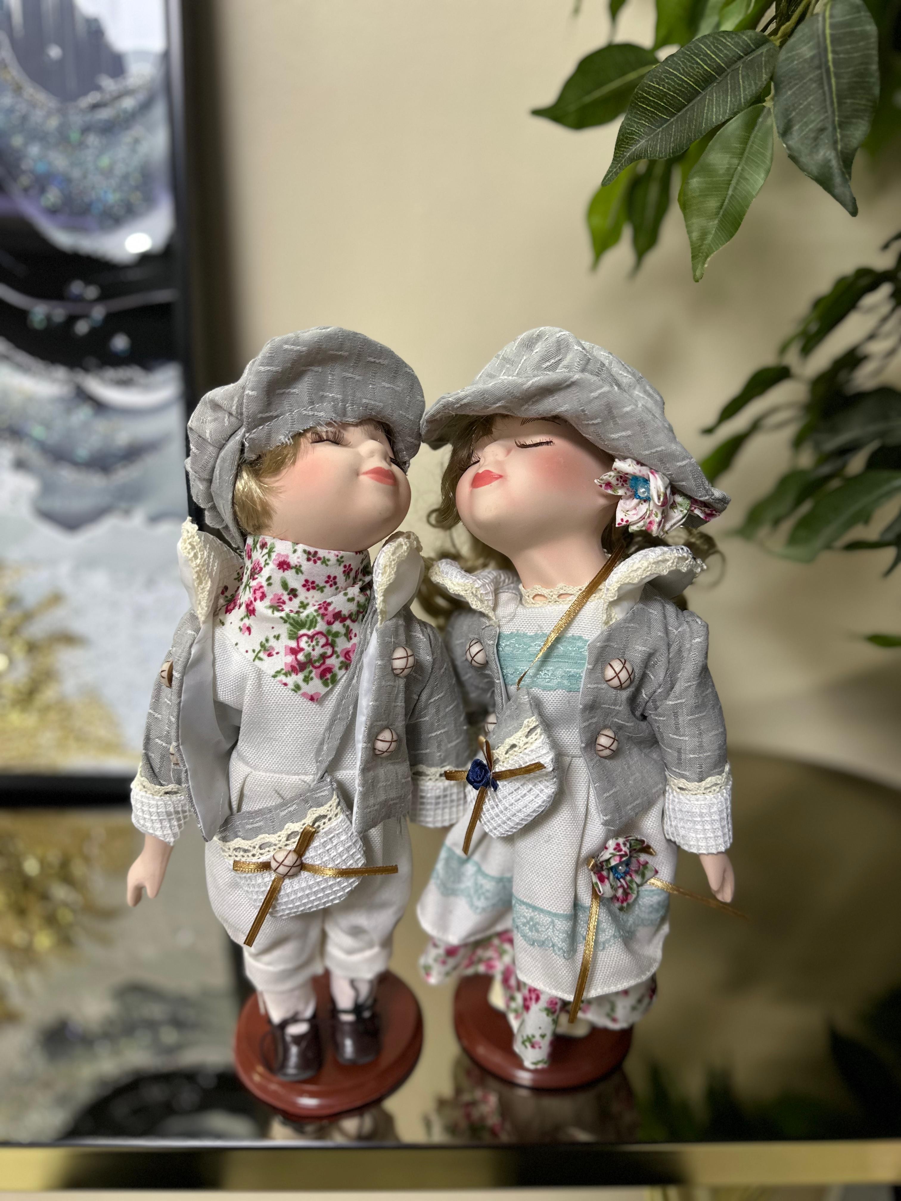 Porselen 2'li Bebek 33 CM İthal Dekor - 1