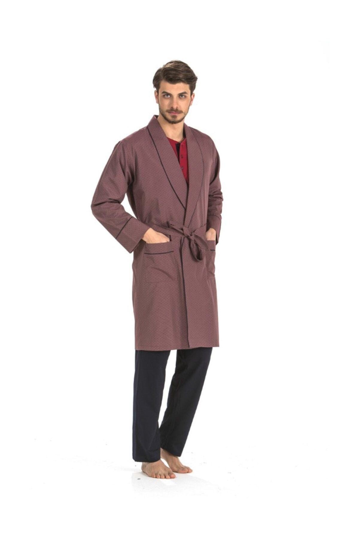 5 Li Uzun & Şortlu Pijama Robdöşambır Bordo Damat Çeyiz Seti 5560