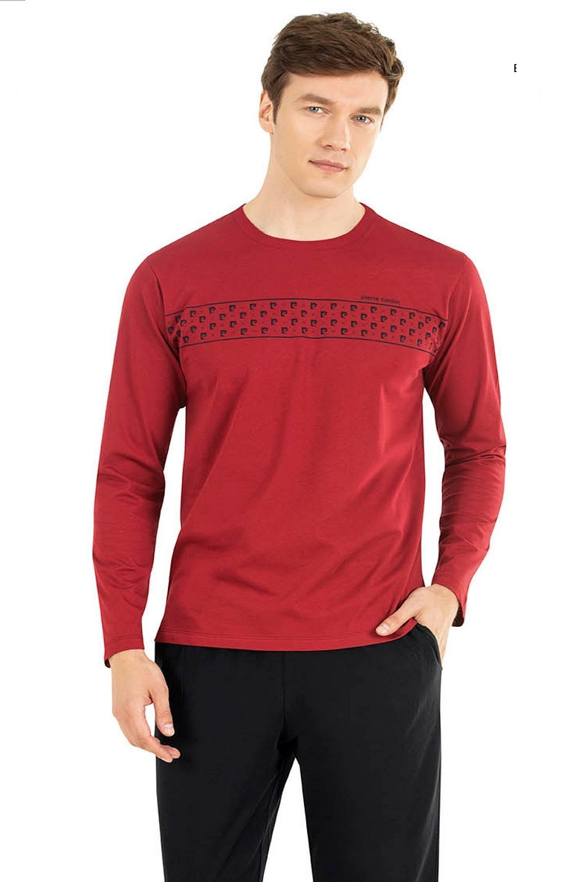 6032 Erkek Bordo Uzun Kollu Pijama Takımı