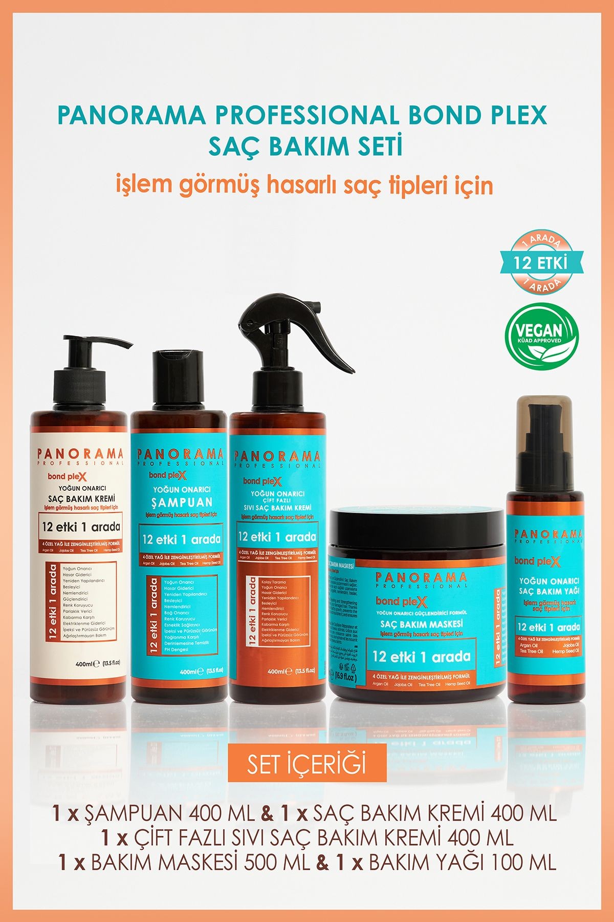 Professional Bond Plex Aile Bakım Seti (ARGAN-JOJOBA-TEE TREE-HEMP SEED) 12 Etki 1 Arada Vegan