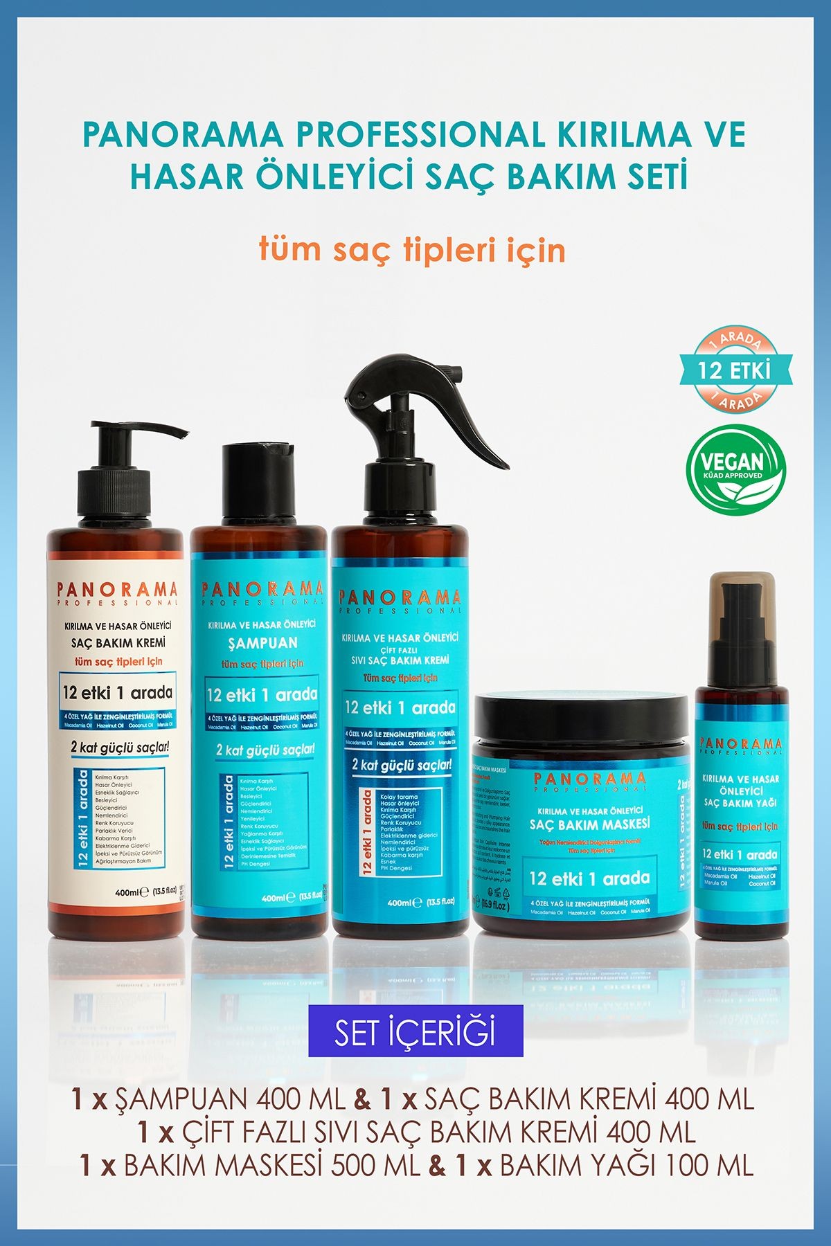 Panorama Professional Anti-Damage Family Hair Care Set 2 Times Stronger Hair 12 Effects in 1 Vegan Formula