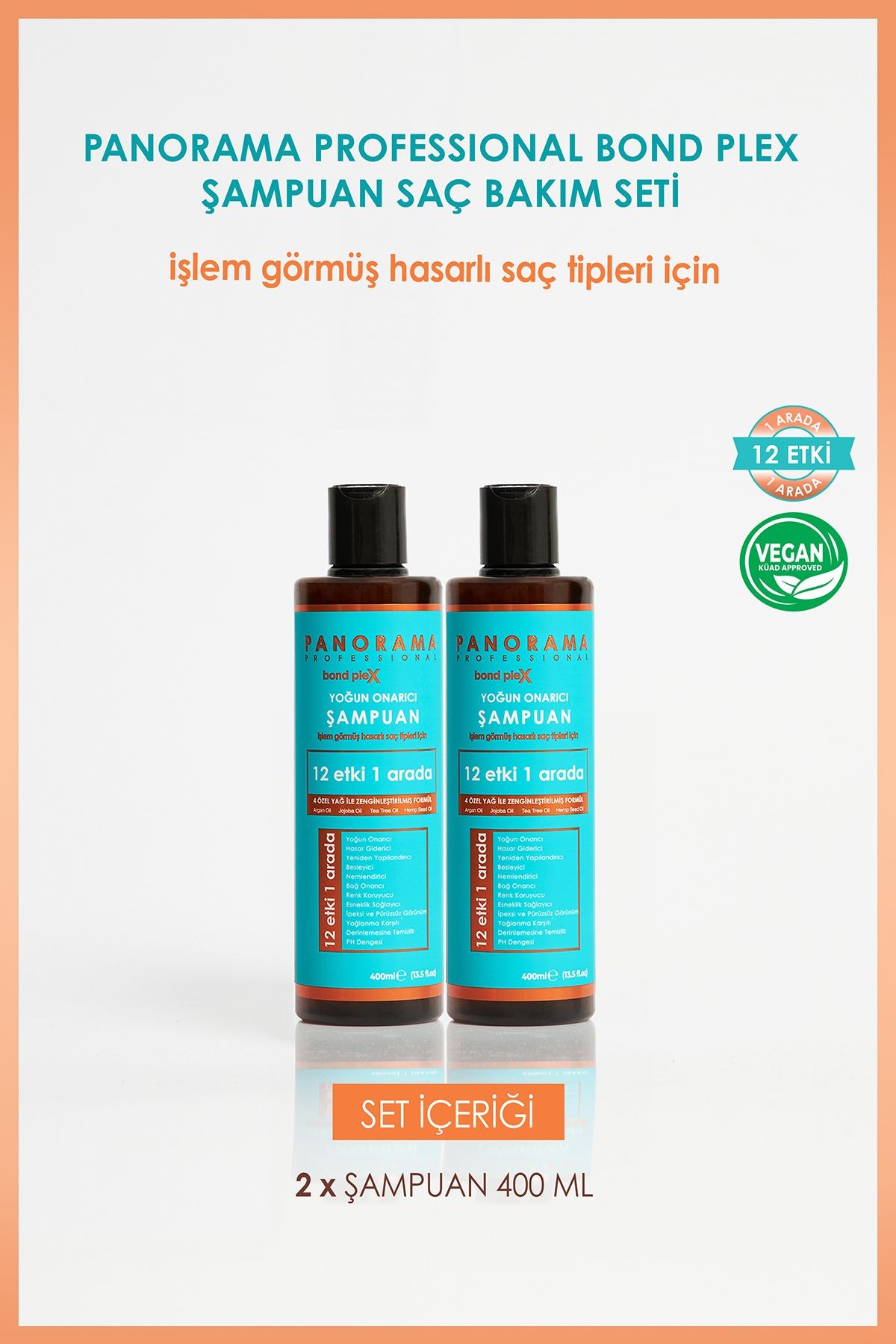 Professional Bond Plex Bakım Seti 12 Etki 1 Arada/400 ml X2 Şampuan 2'li Set Vegan