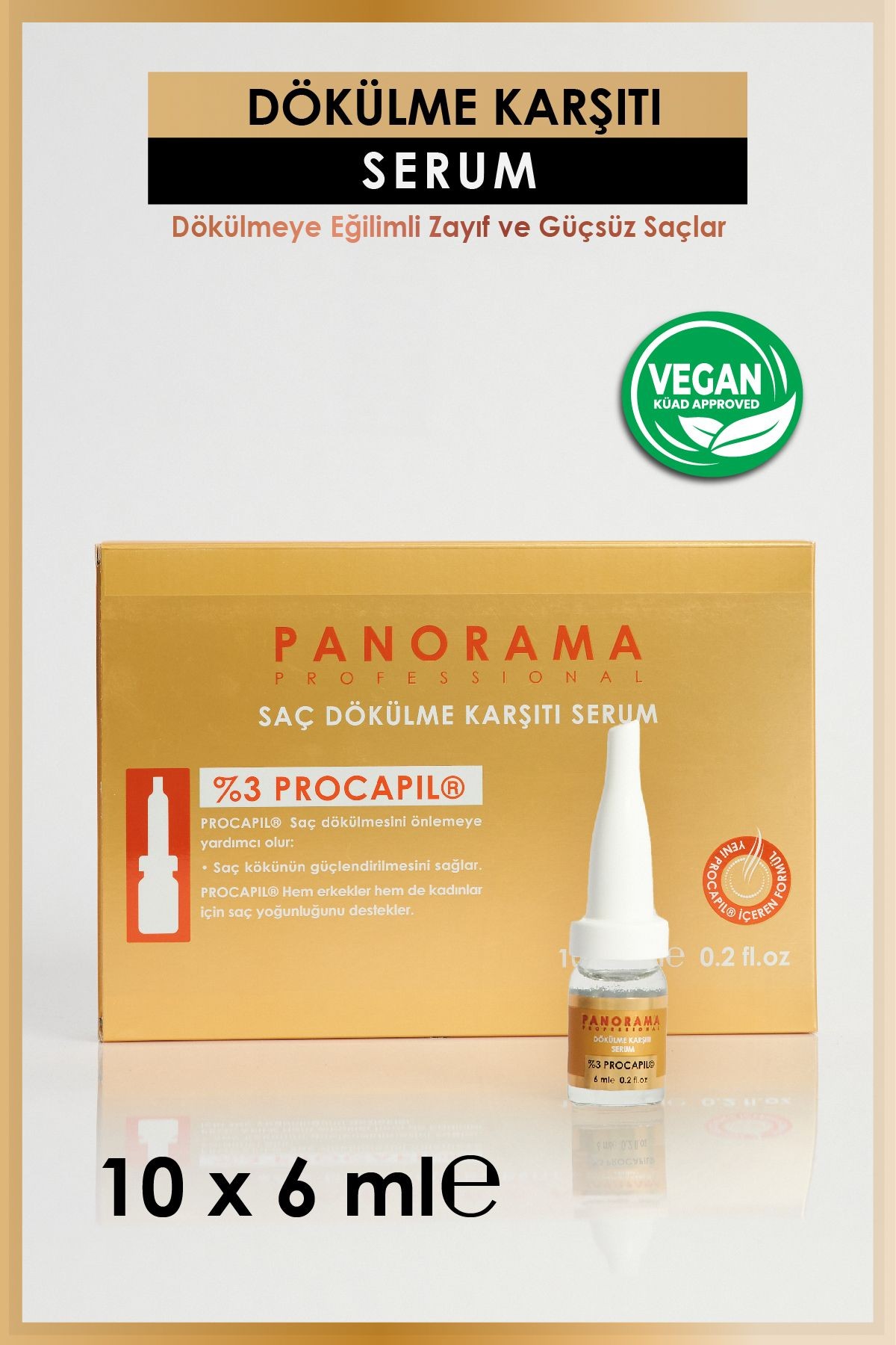 Panorama Professional Anti-Hair Loss 3-Piece Set 2*400 ml Shampoo and 6*10 ml Anti-Hair Loss Procapil Serum / Vegan Formula / Sulfate-Free