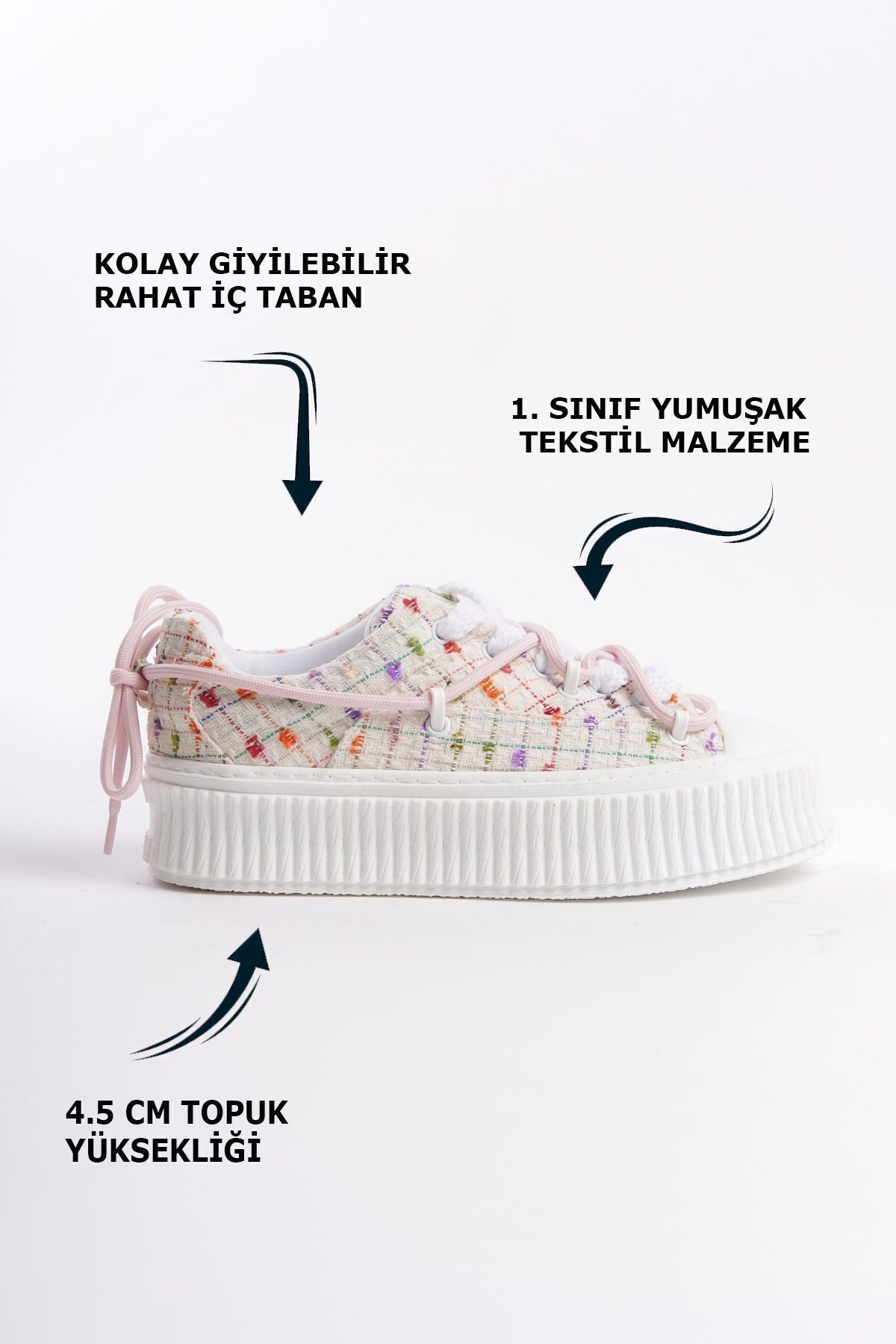 Açık Yeşil Tekstil Yüksek Taban Bilekten Bağcık Detaylı Yumuşak Sneaker Kadın Günlük Spor Ayakkabısı