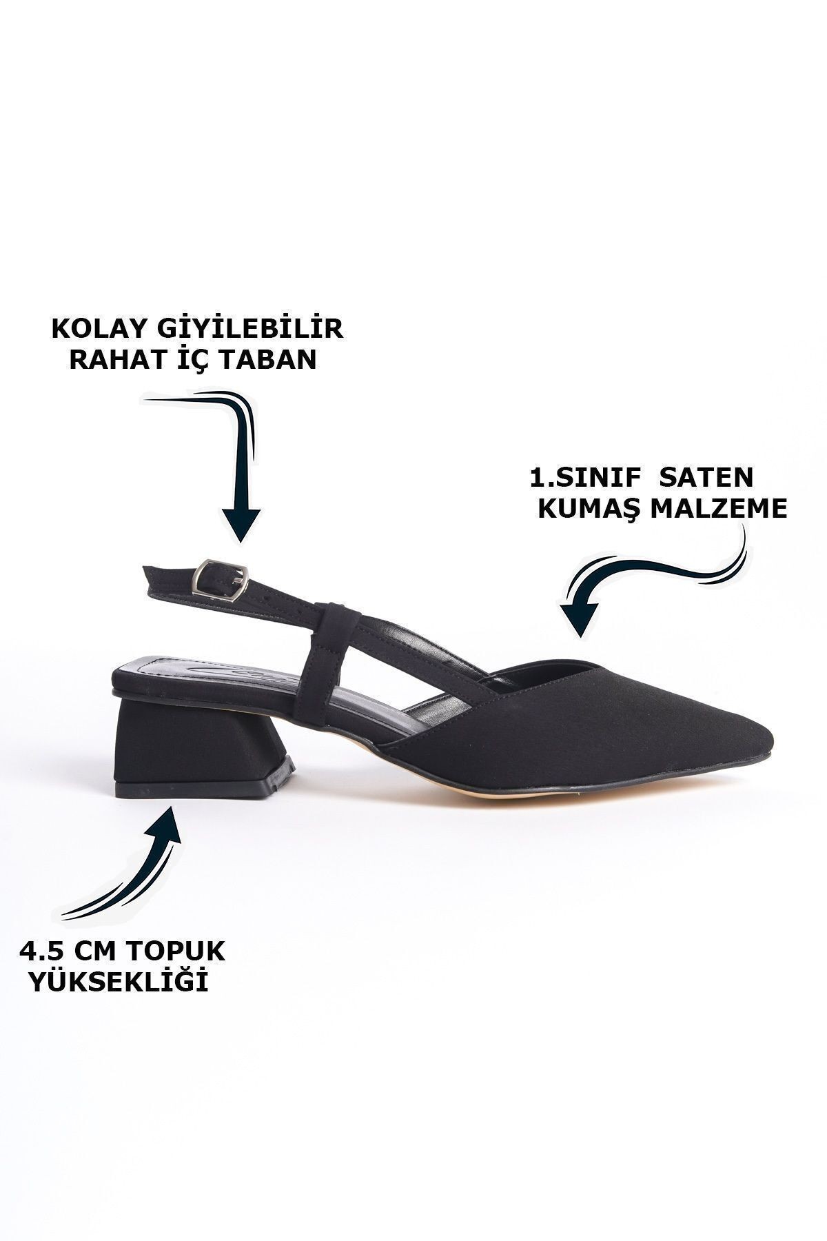 Alçak Kalın Topuklu Yandan Tokalı Kadın Abiye Klasik Topuklu Ayakkabı