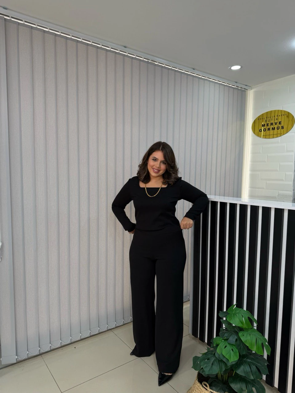 Astra Beli Lastikli Palazzo Pantolon - Siyah